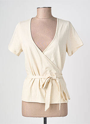 T-shirt stretch manches courtes beige LA PETITE ETOILE femme