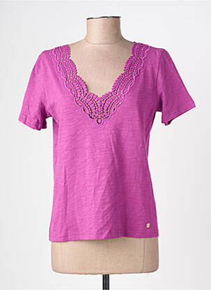 T-shirt col v manches courtes violet LA PETITE ETOILE femme