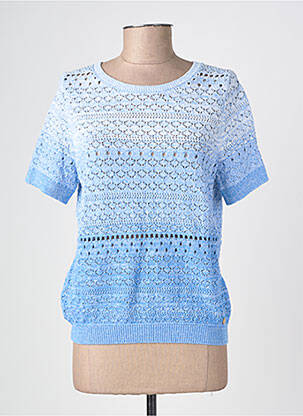 Pull maille ajourée manches courtes bleu LA PETITE ETOILE femme