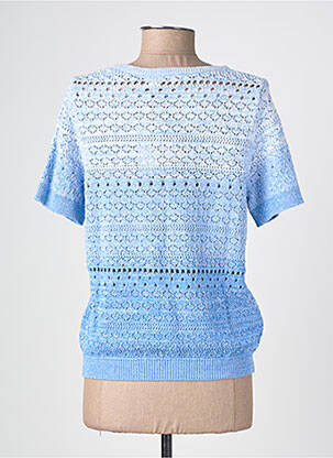 Pull maille ajourée manches courtes bleu LA PETITE ETOILE femme