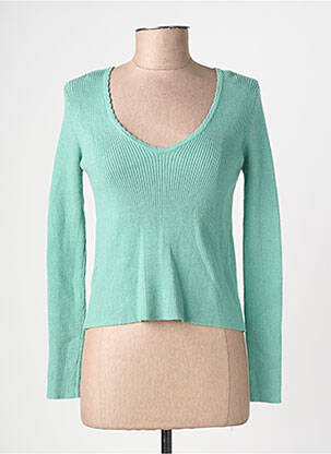 Pull col v manches longues vert ANDY & LUCY femme