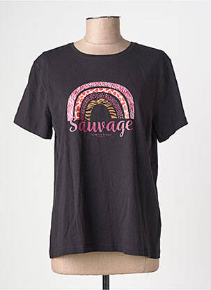 T-shirt sérigraphie manches courtes noir LA PETITE ETOILE femme