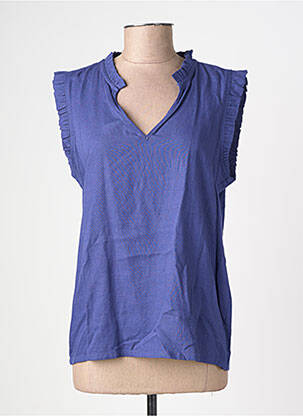 Blouse tissage crêpe manches courtes bleu NUMPH femme