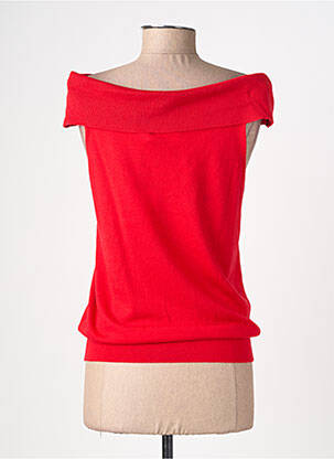 Top col carré manches courtes rouge LA PETITE ETOILE femme