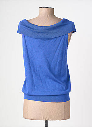 Top col carré manches courtes bleu LA PETITE ETOILE femme