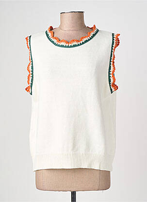 Pull stretch sans manche beige EMILIE.K femme