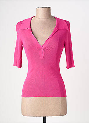 Pull col v manches courtes rose ARTLOVE femme