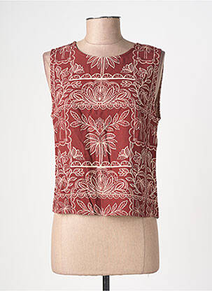Blouse imprimé fantaisie sans manche marron LA PETITE ETOILE femme