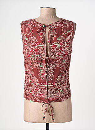 Blouse imprimé fantaisie sans manche marron LA PETITE ETOILE femme