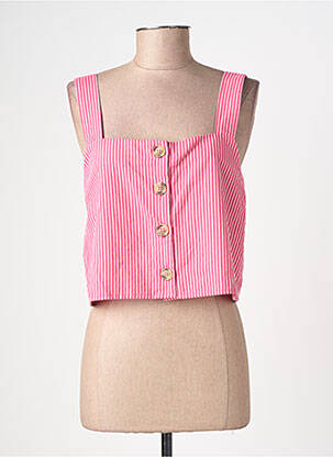 Top col carré fines bretelles rose LA PETITE ETOILE femme