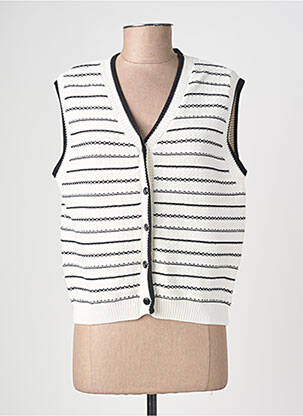 Gilet sans manche fermeture boutonnée sur le devant blanc ARTLOVE femme