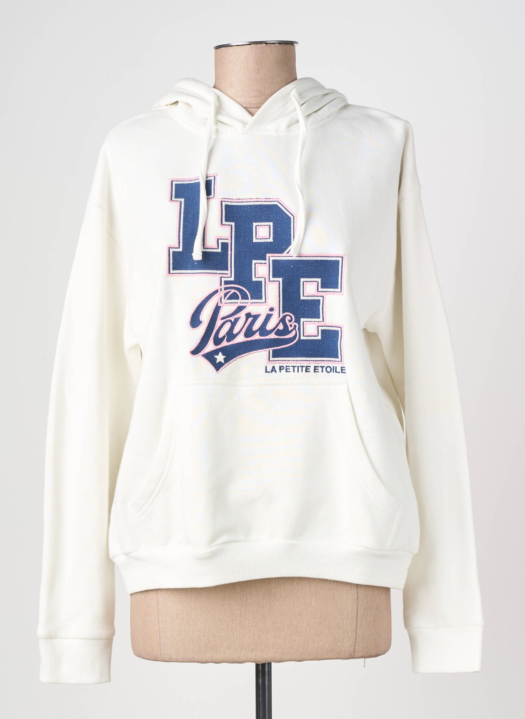 Sweat-shirt à capuche stretch manches longues beige LA PETITE ETOILE femme