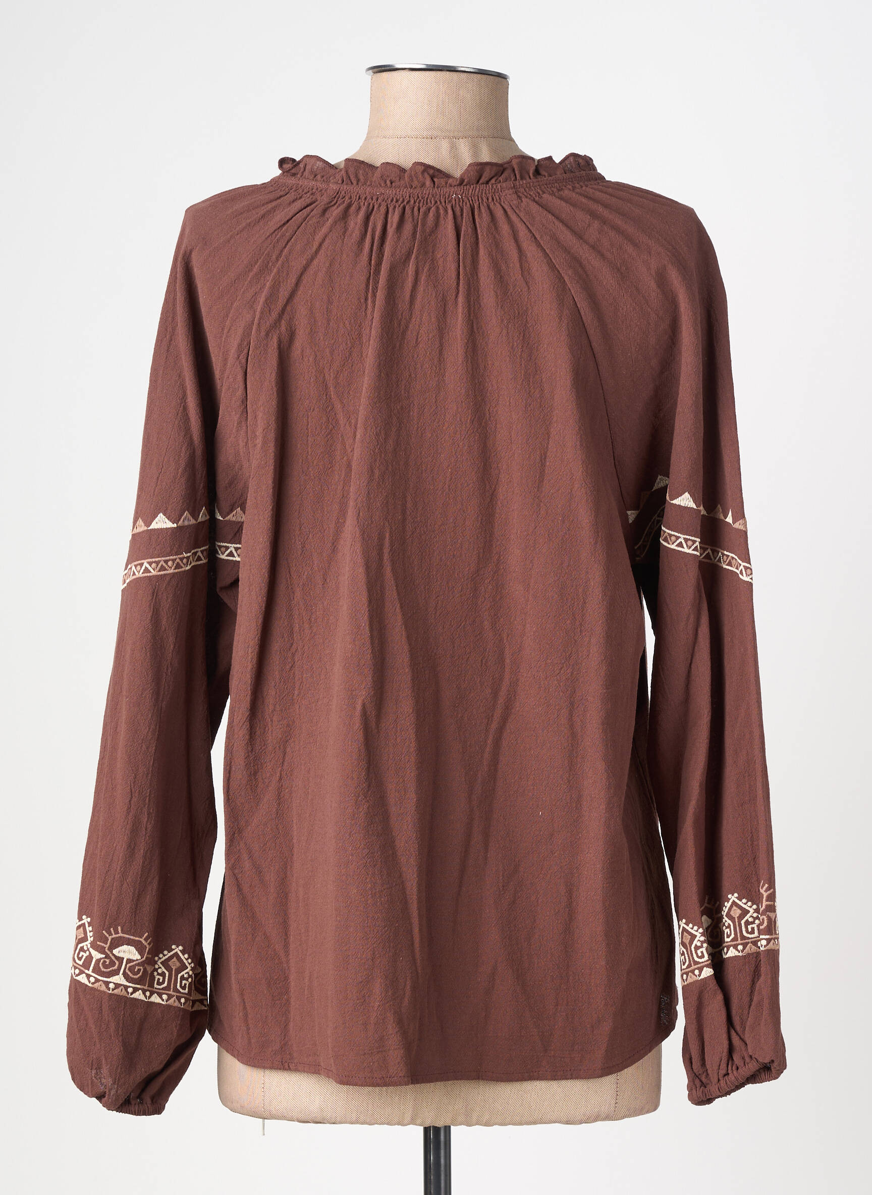 Blouse manches longues manches longues marron EMILIE.K femme