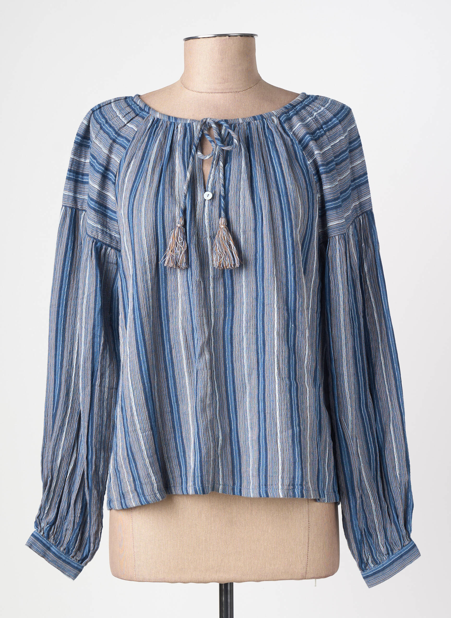 Blouse col rond manches longues bleu LA PETITE ETOILE femme