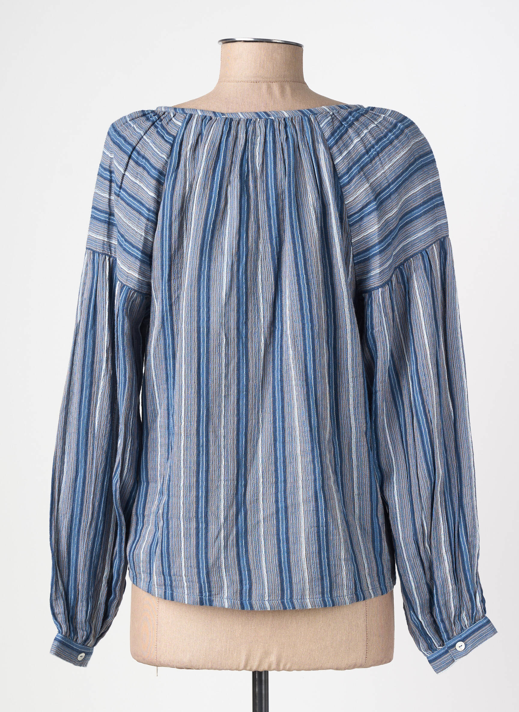 Blouse col rond manches longues bleu LA PETITE ETOILE femme