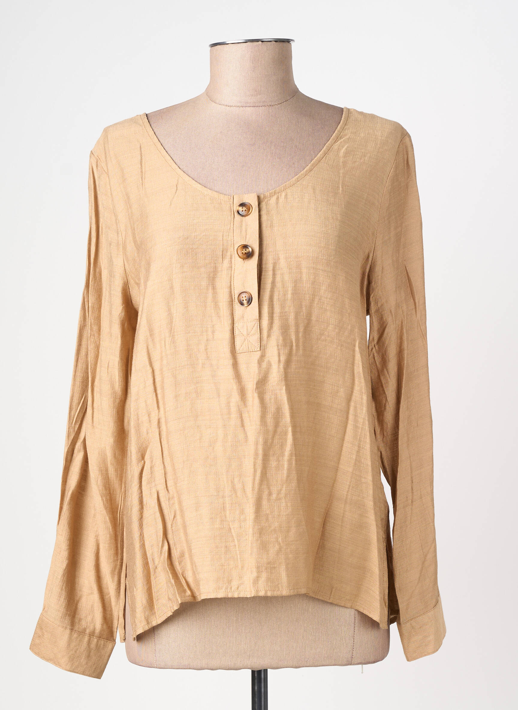 Blouse col rond manches longues beige LA PETITE ETOILE femme