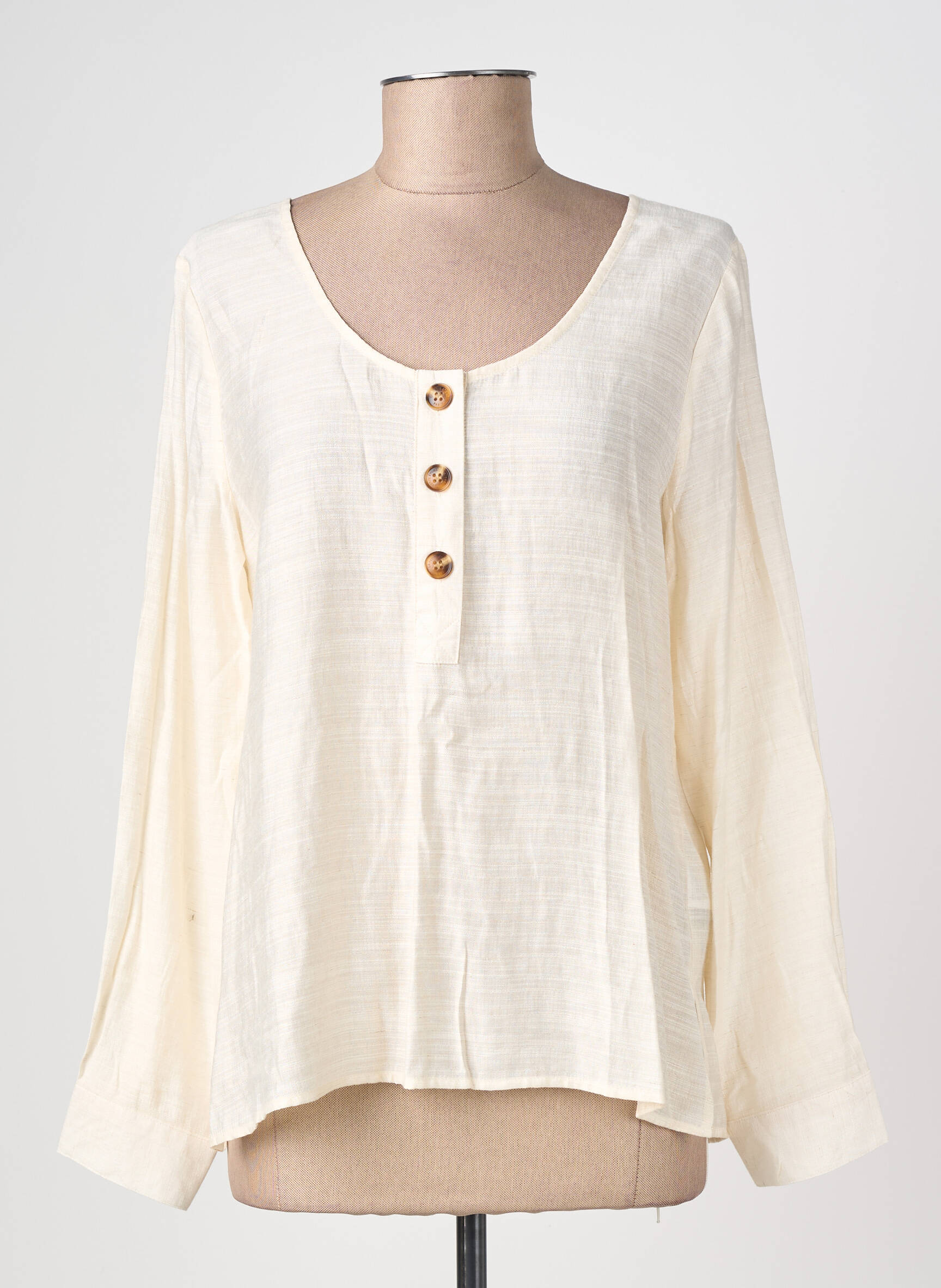 Blouse col rond manches longues beige clair LA PETITE ETOILE femme