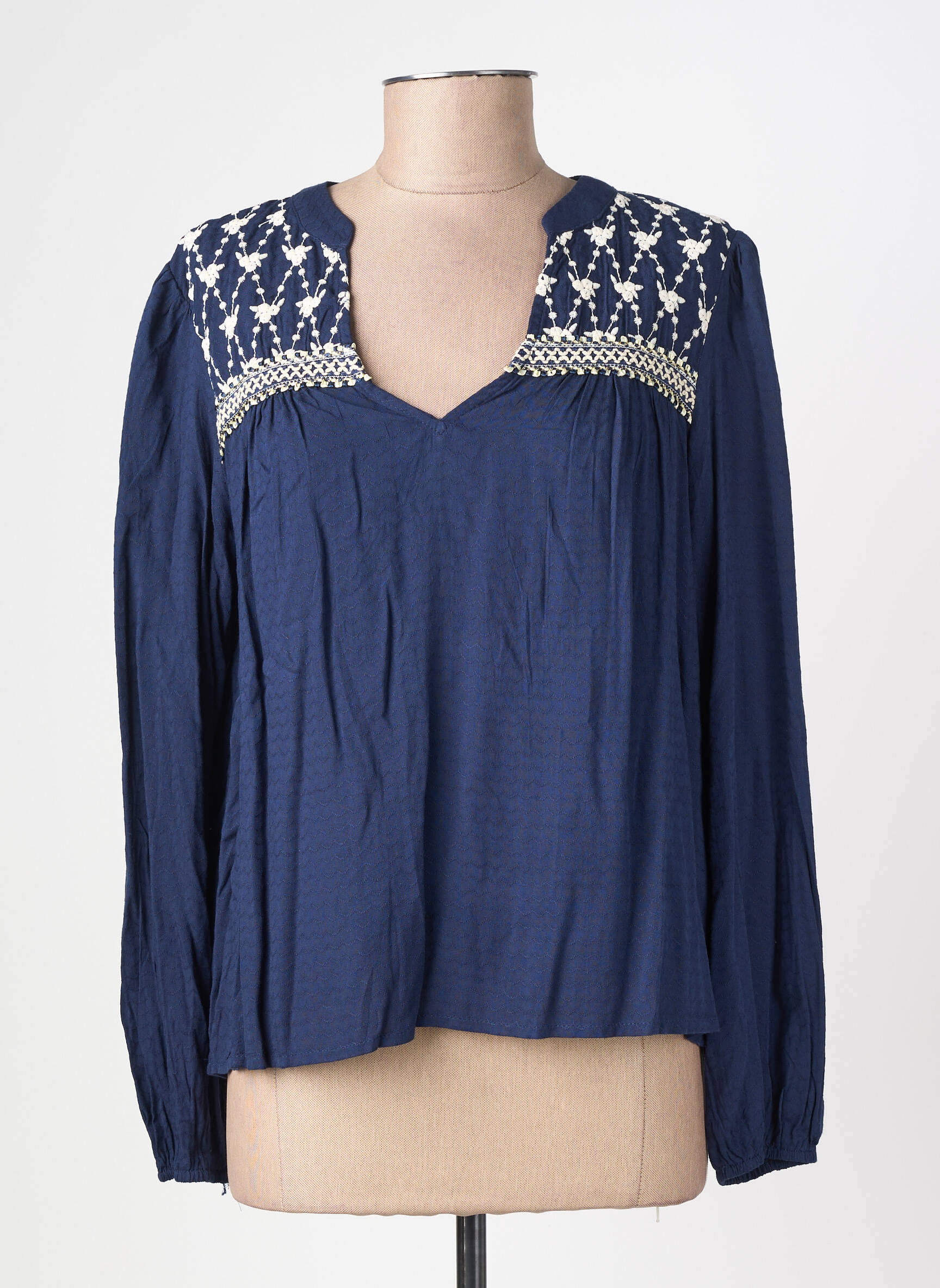 Blouse manches longues manches longues bleu EMILIE.K femme