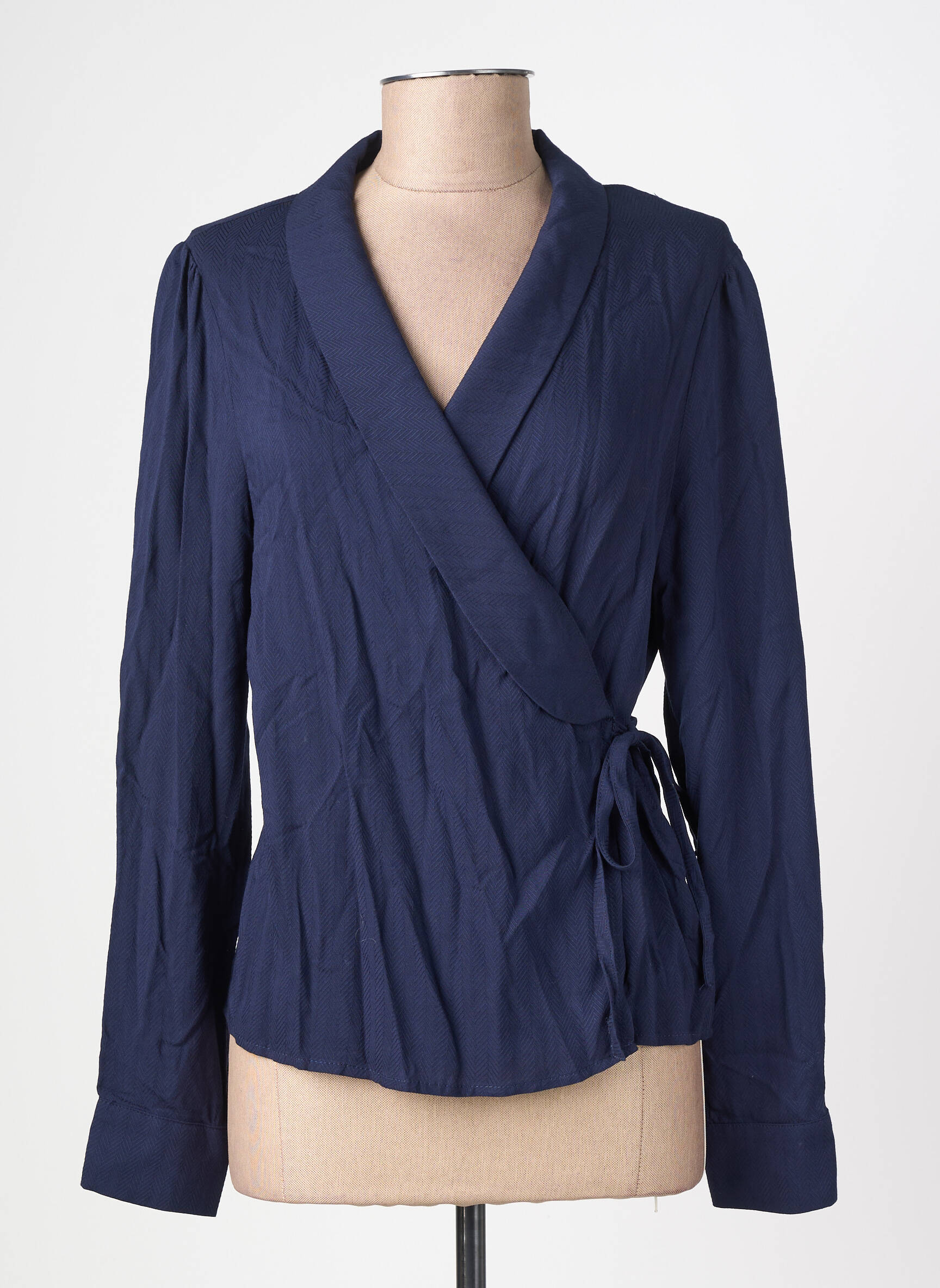 Blouse poignets boutonnés avec fente manches longues bleu LA PETITE ETOILE femme