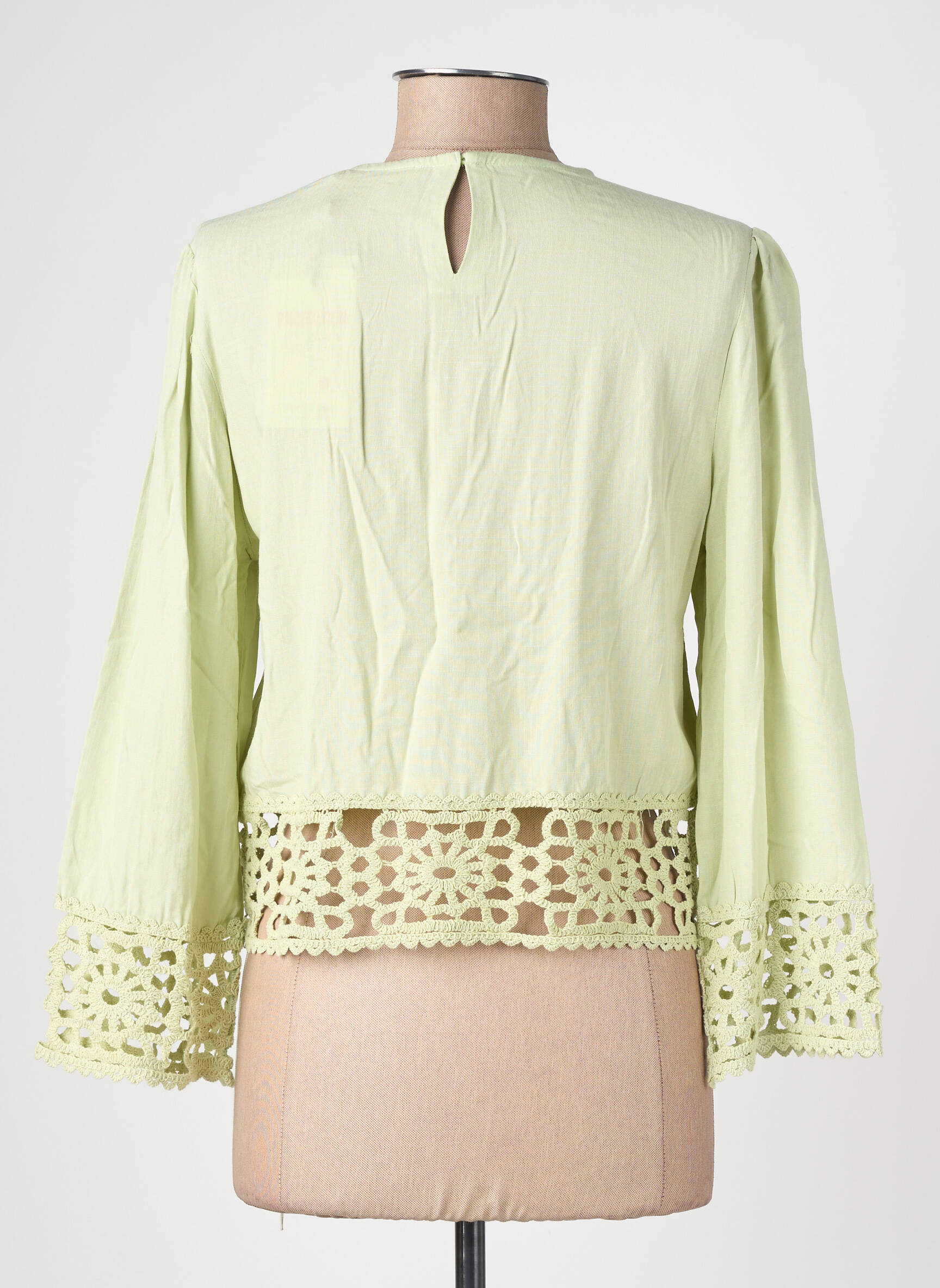 Blouse tissage popeline manches 3/4 vert LA PETITE ETOILE femme