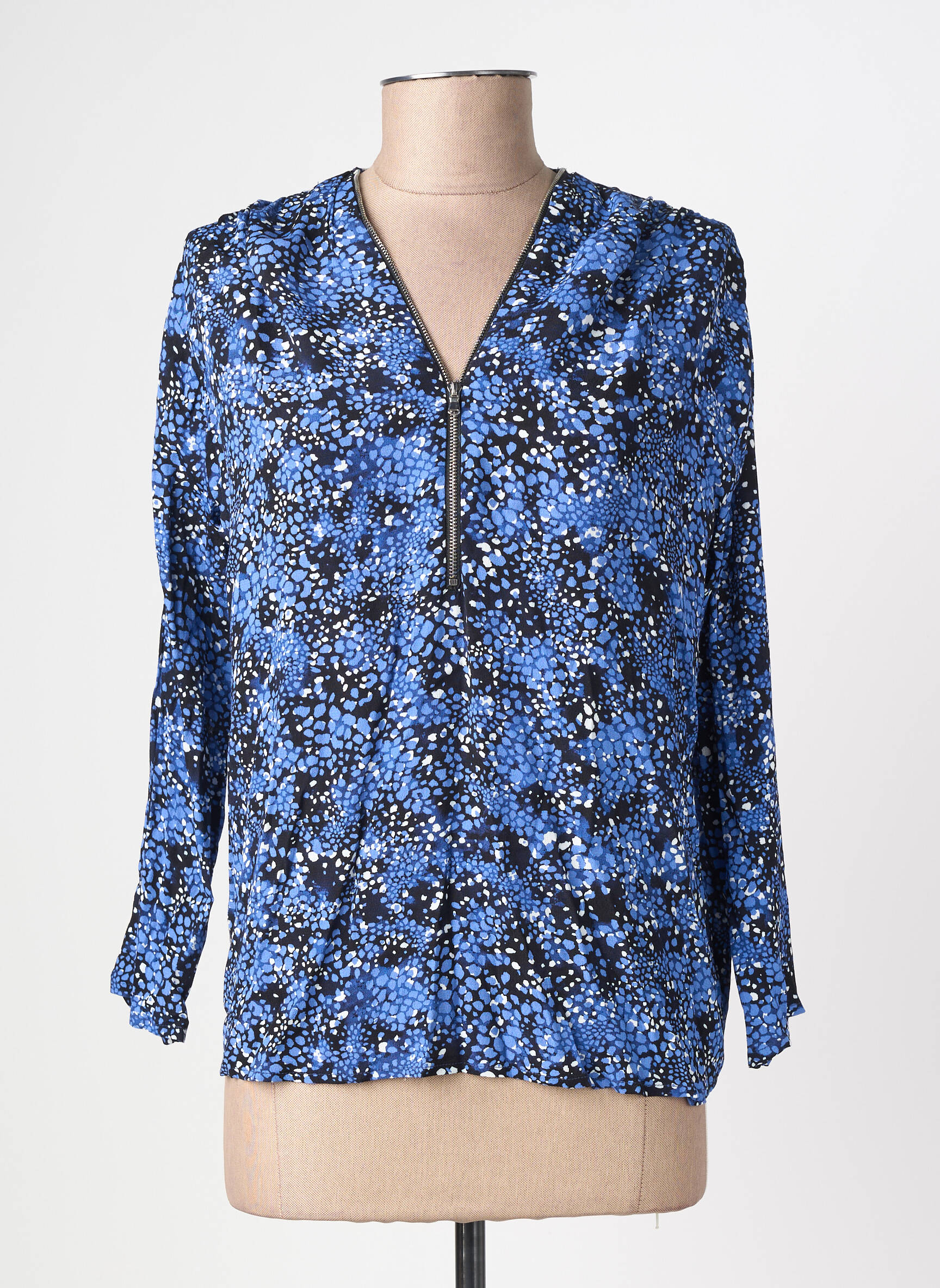Top coupe fluide manches 3/4 bleu ARTLOVE femme