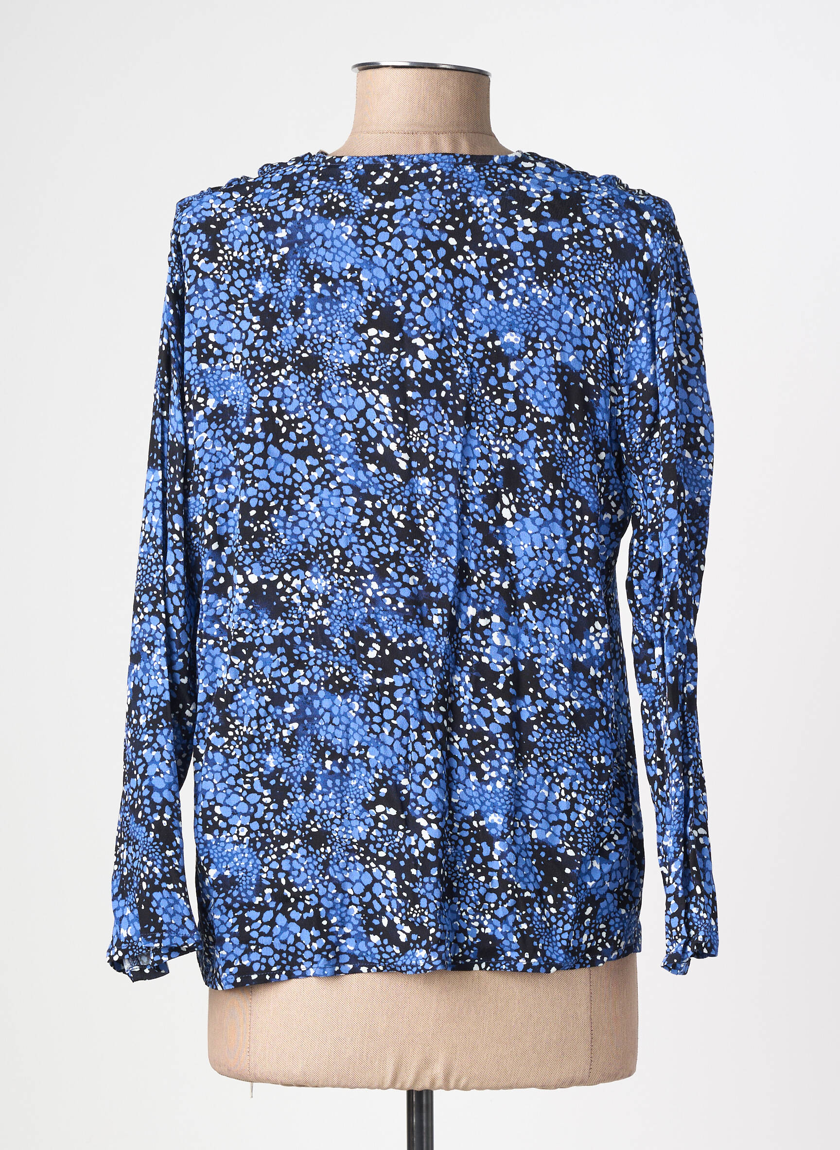 Top coupe fluide manches 3/4 bleu ARTLOVE femme