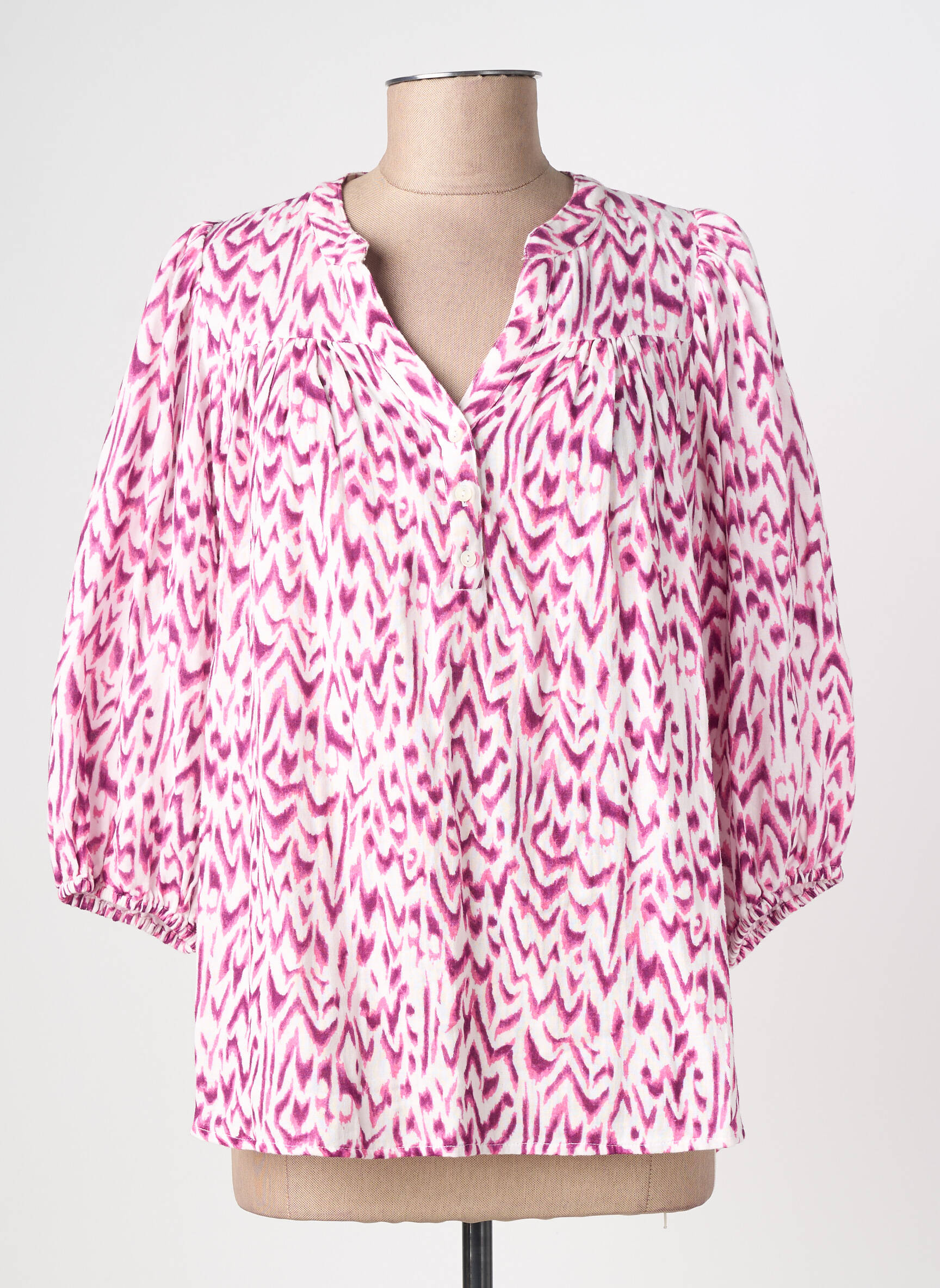 Blouse imprimé fantaisie manches 3/4 violet LA PETITE ETOILE femme