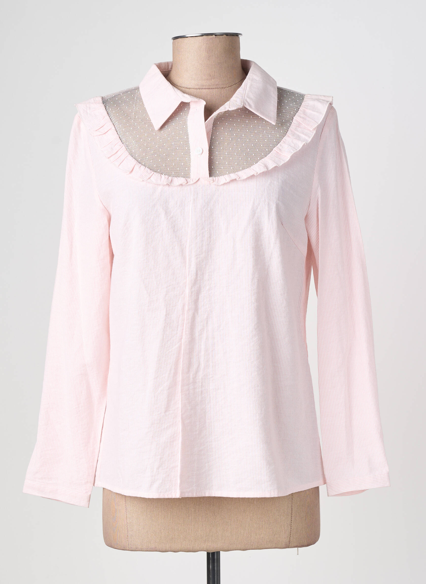 Blouse tissage popeline manches longues rose LA PETITE ETOILE femme