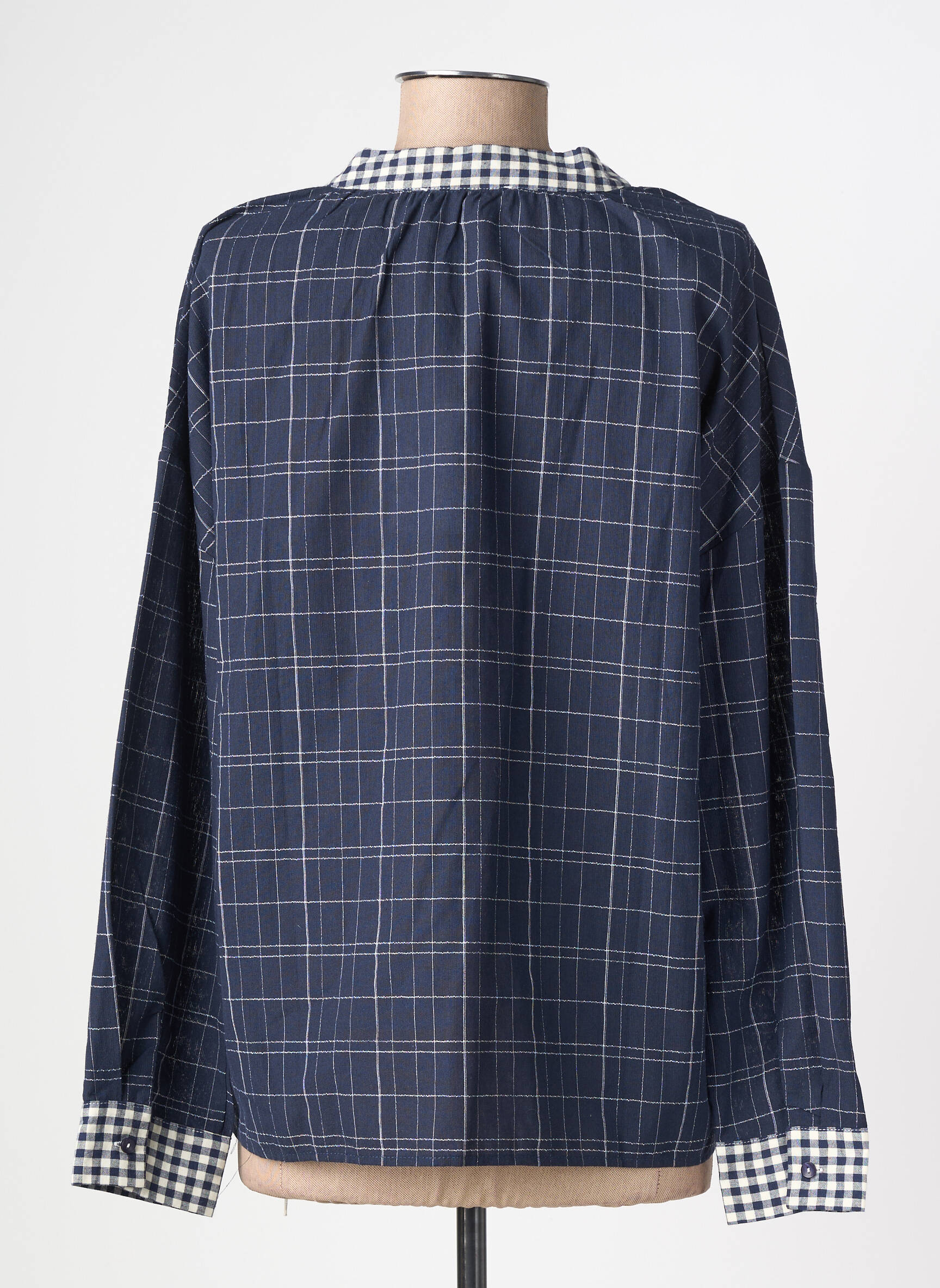 Blouse col rond manches longues bleu EMILIE.K femme