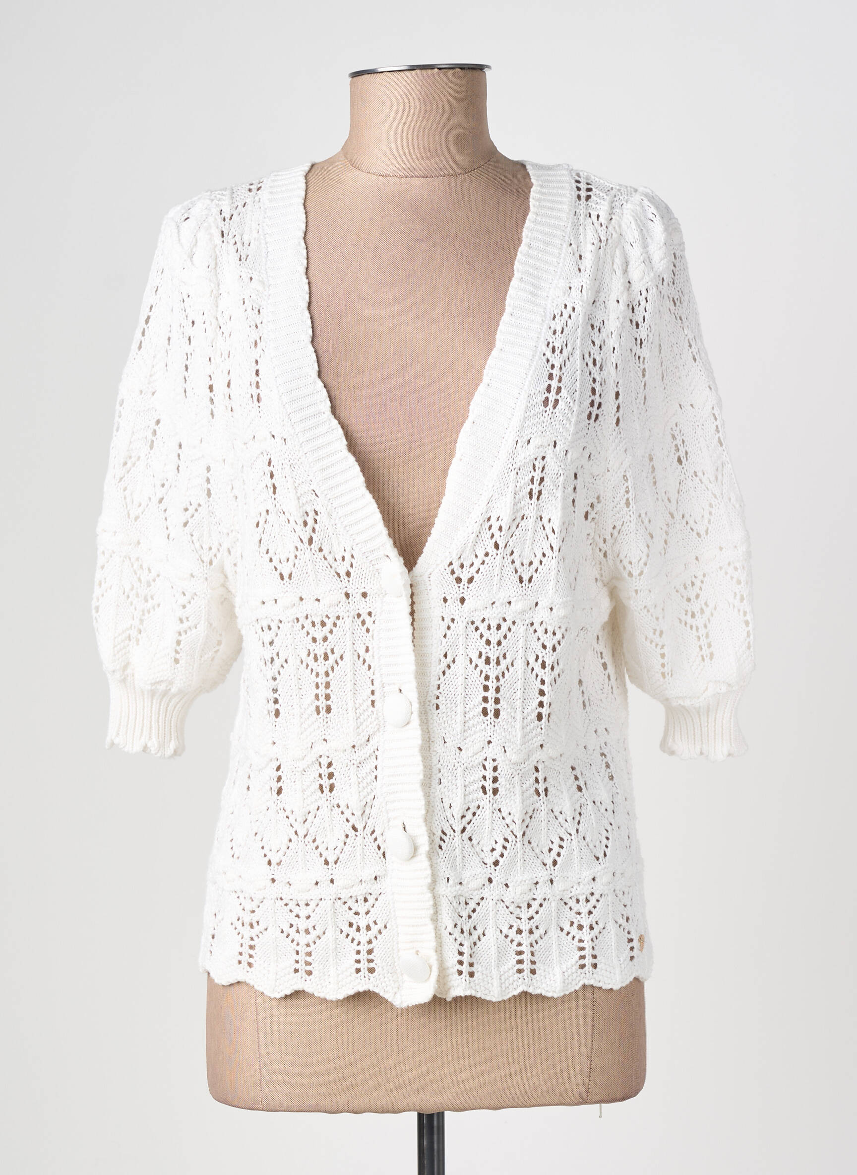 Gilet manches courtes coupe cintrée blanc LA PETITE ETOILE femme