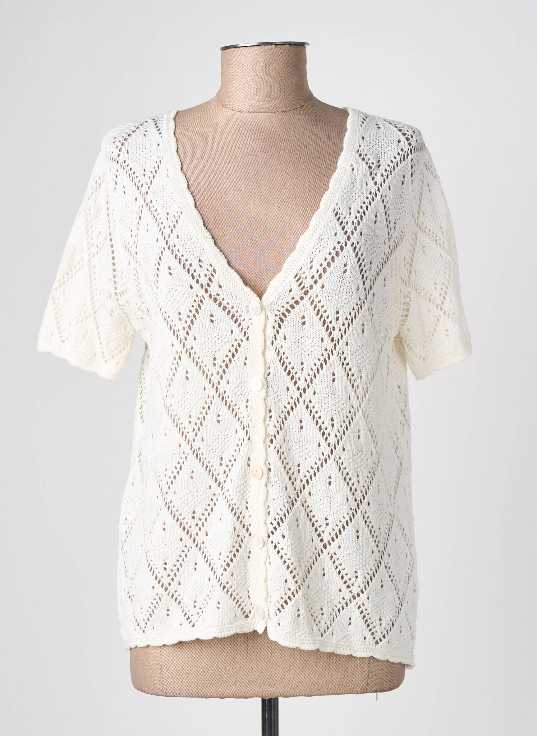 Gilet manches courtes coupe cintrée beige EMILIE.K femme