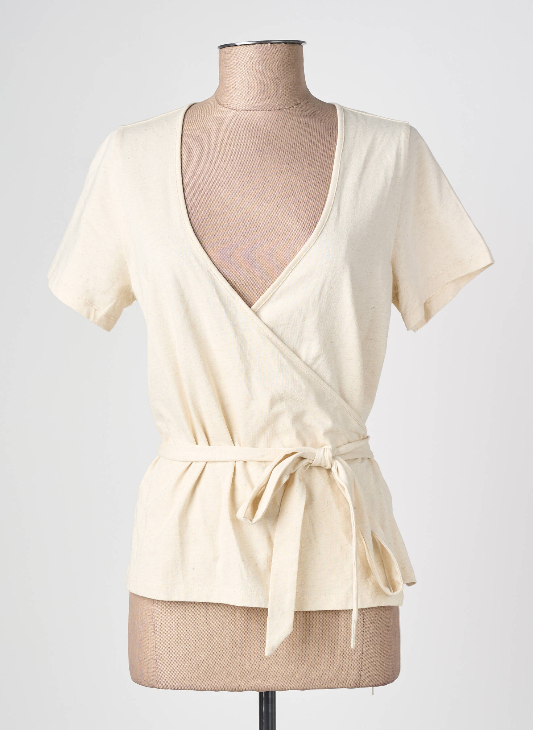 T-shirt stretch manches courtes beige LA PETITE ETOILE femme