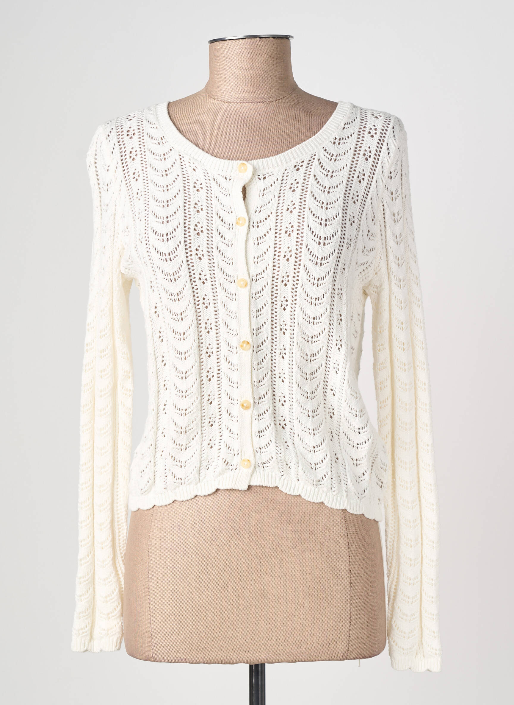 Gilet manches longues col rond beige LA PETITE ETOILE femme