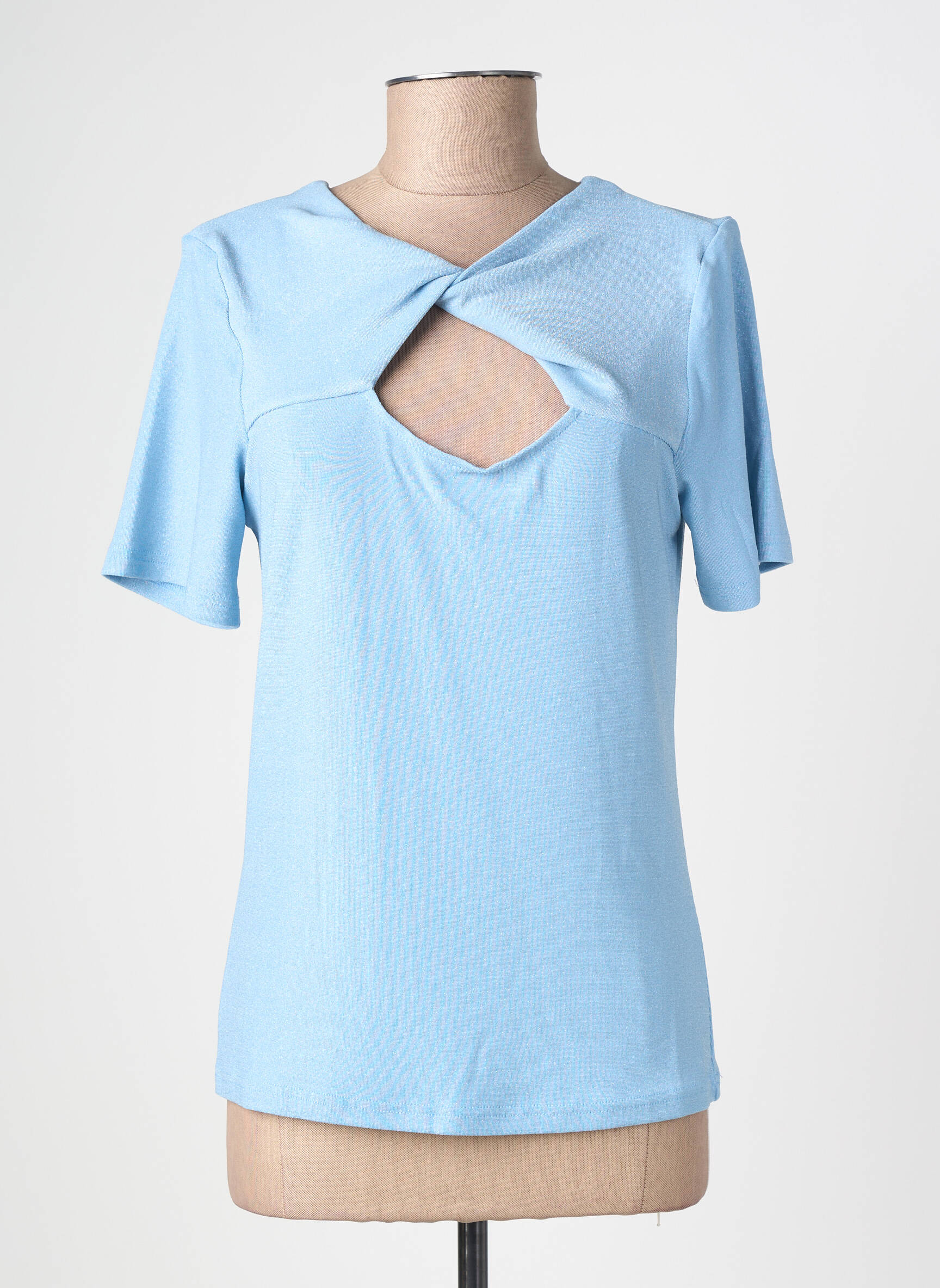 Top stretch manches courtes bleu NUMPH femme