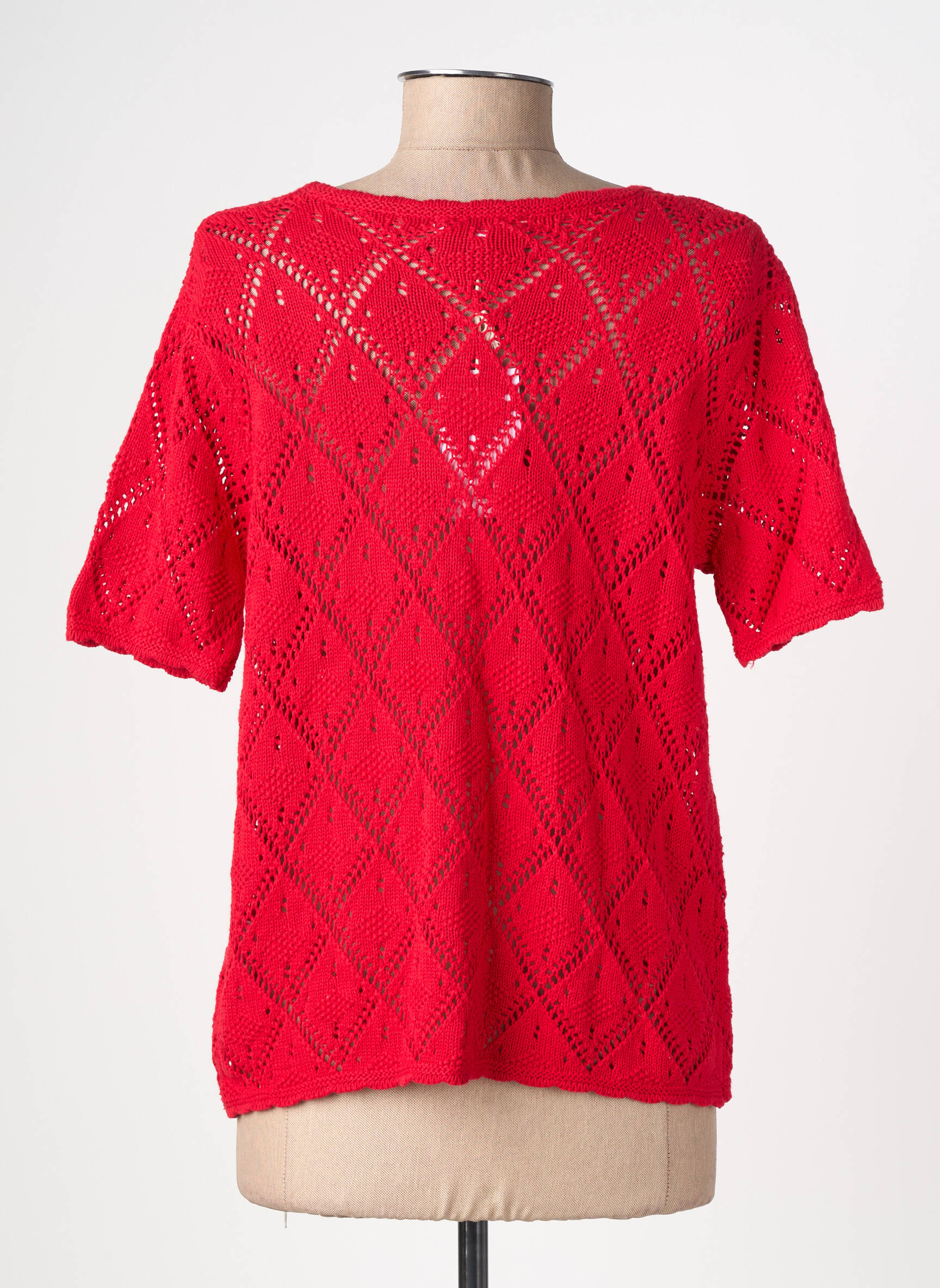 Gilet manches courtes coupe cintrée rouge EMILIE.K femme