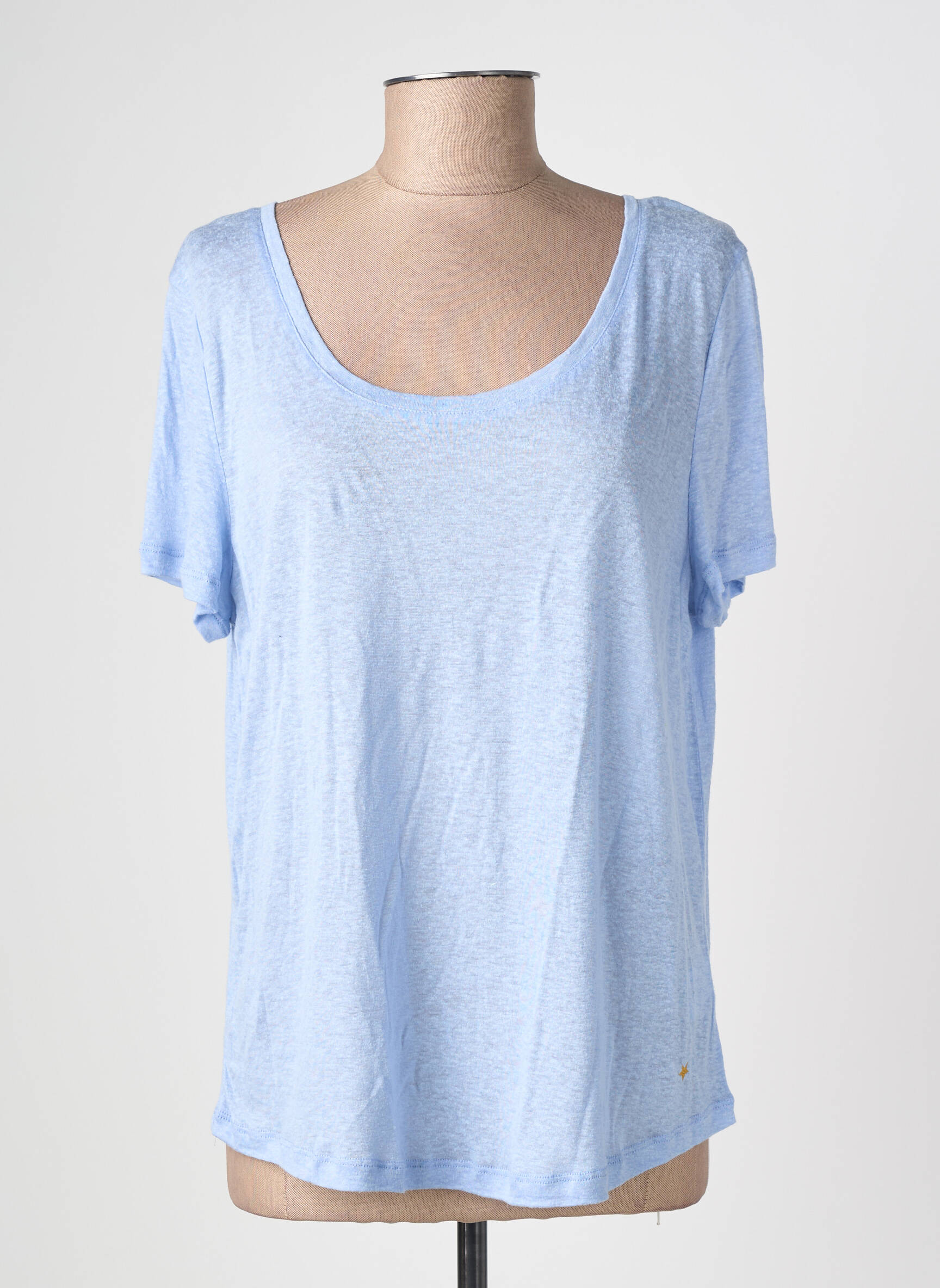 T-shirt col rond manches courtes bleu LA PETITE ETOILE femme