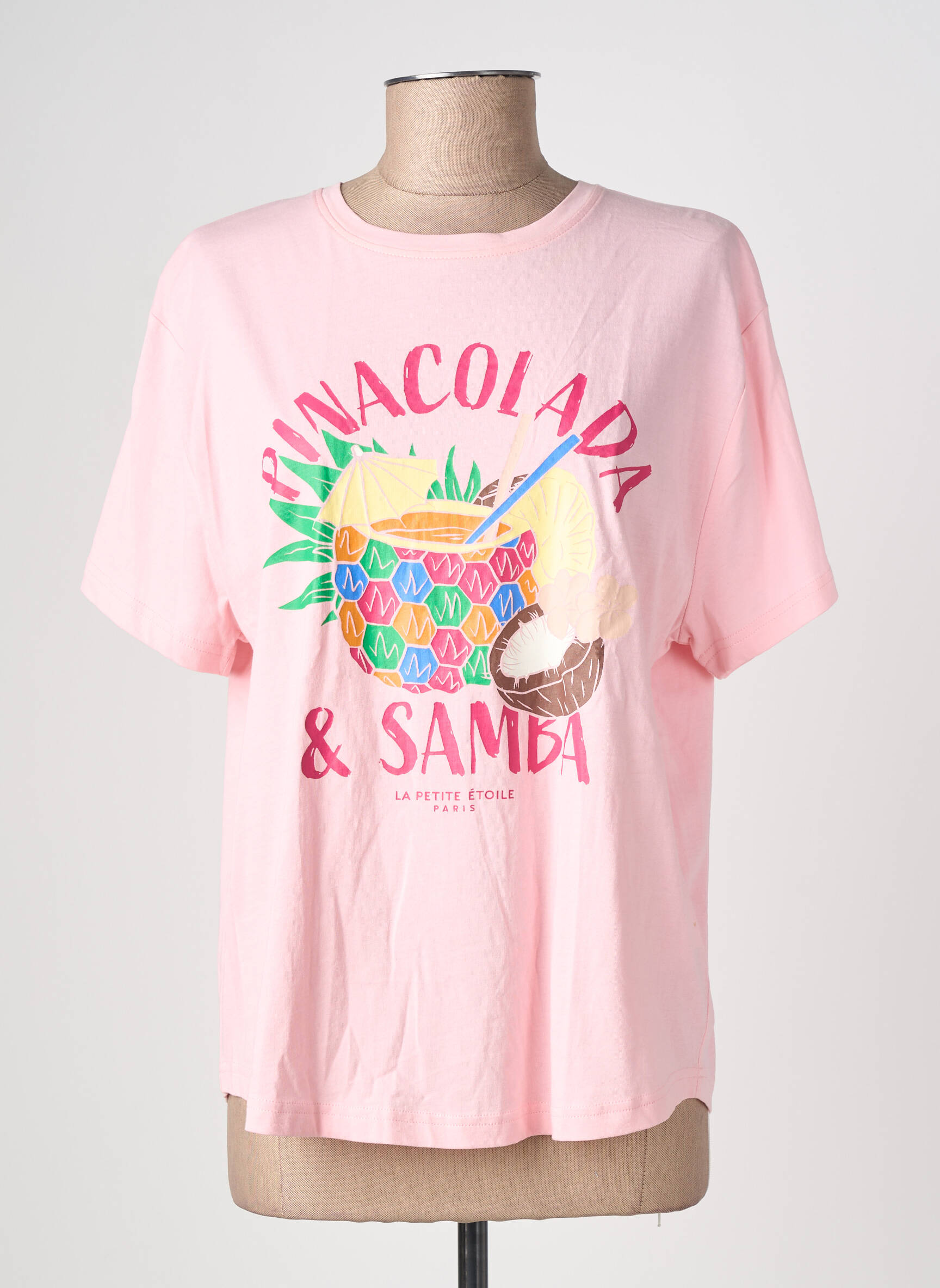 T-shirt coupe droite manches courtes rose LA PETITE ETOILE femme