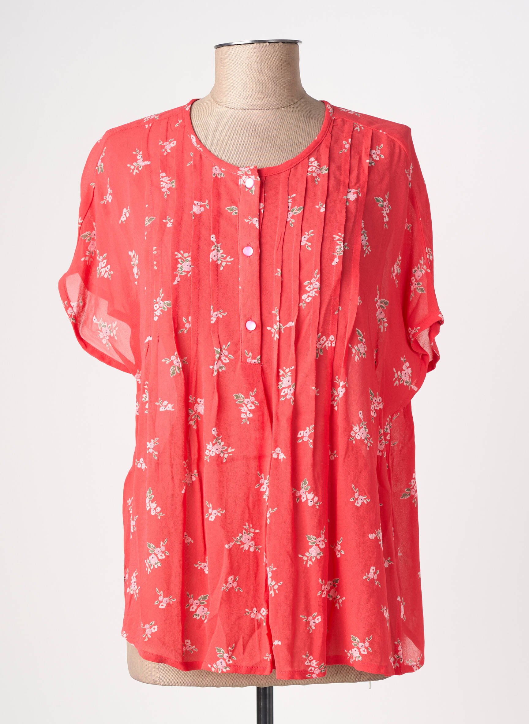 Blouse légère et transparente manches courtes rouge NUMPH femme