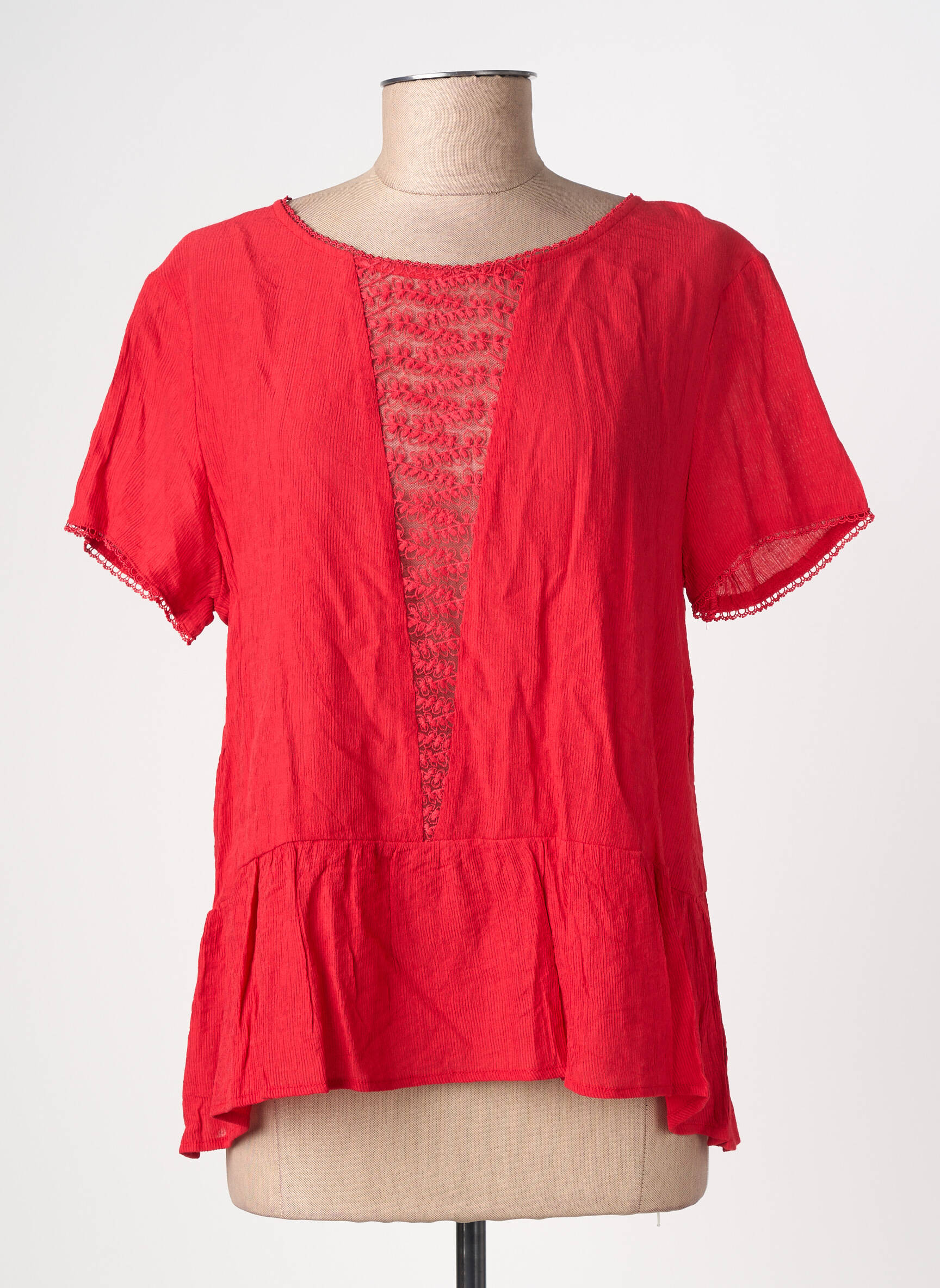 Blouse col rond manches courtes rouge ANDY & LUCY femme