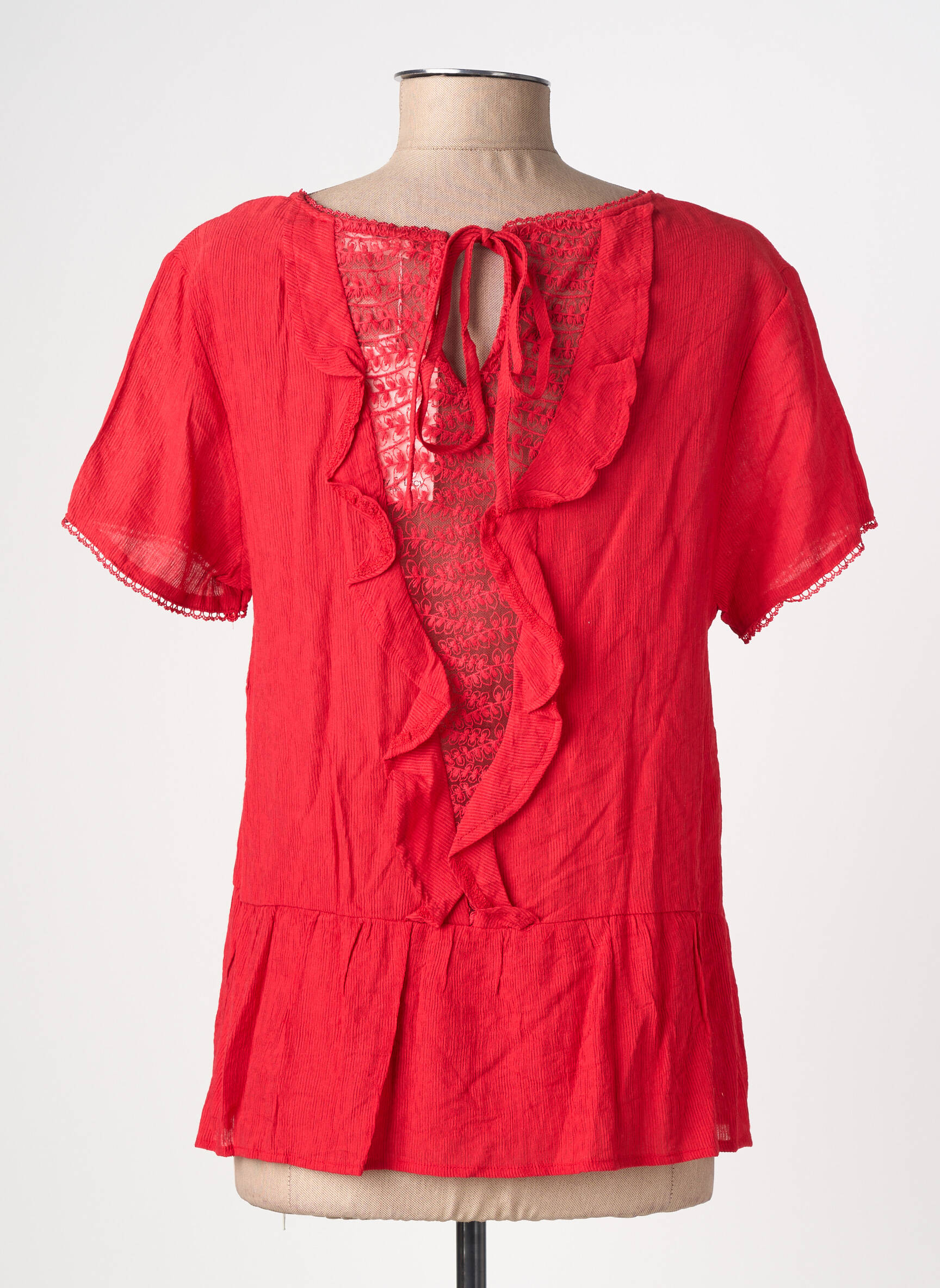 Blouse col rond manches courtes rouge ANDY & LUCY femme
