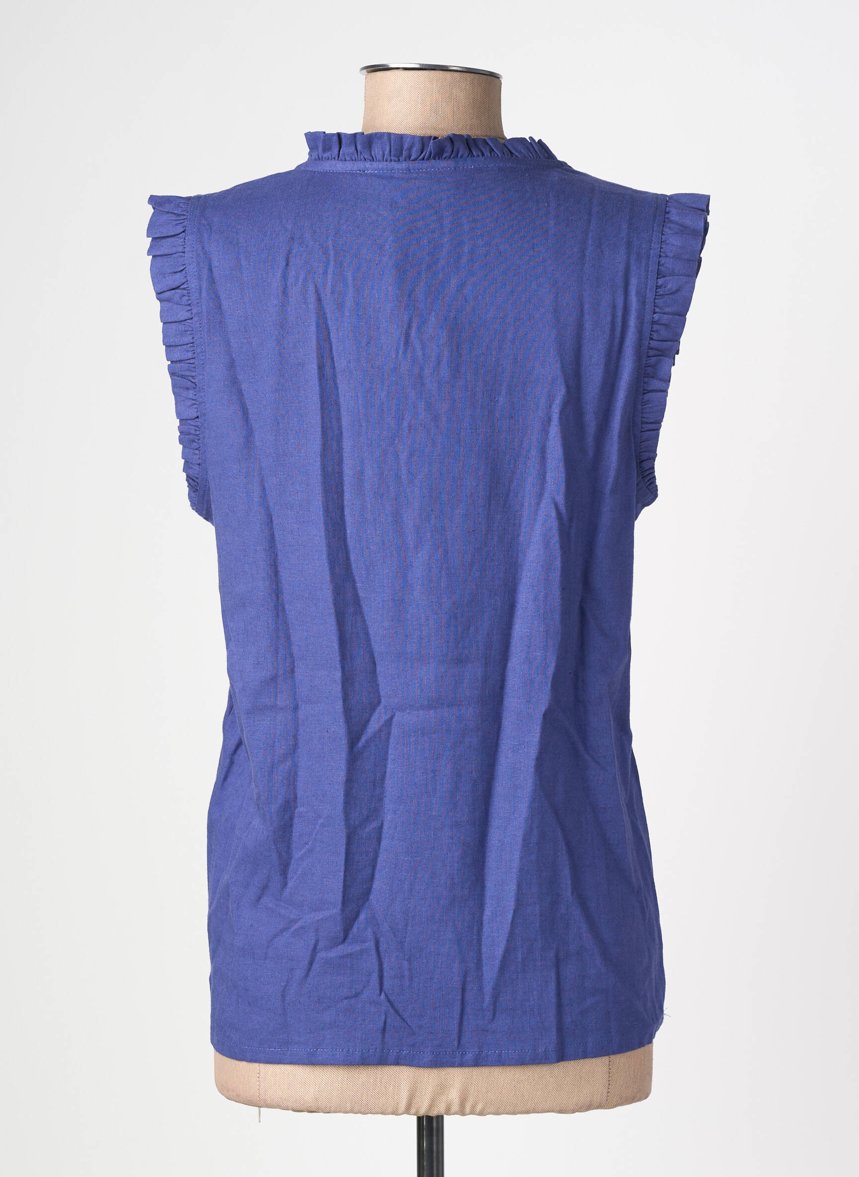 Blouse tissage crêpe manches courtes bleu NUMPH femme