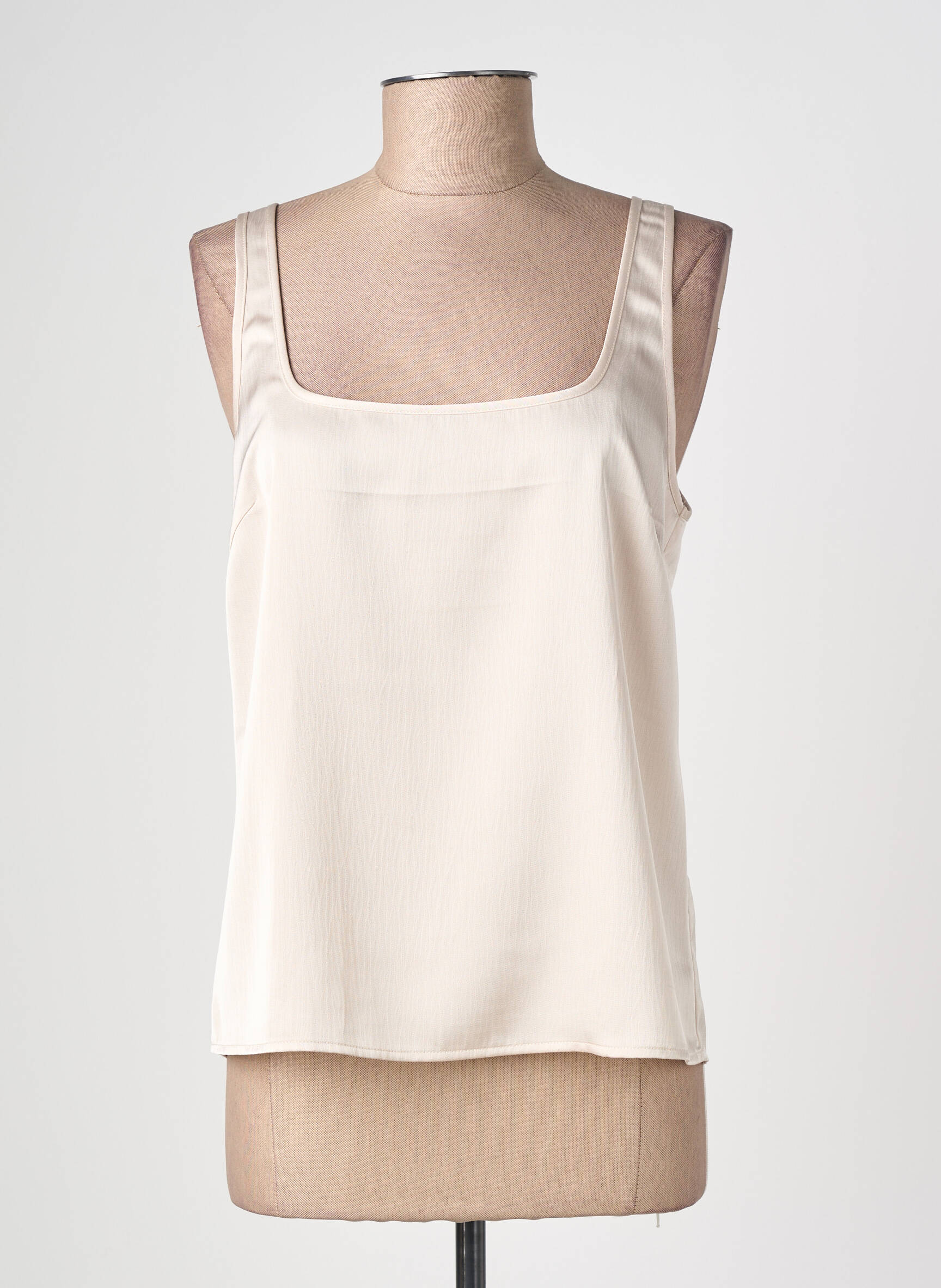 Top col carré fines bretelles beige NUMPH femme