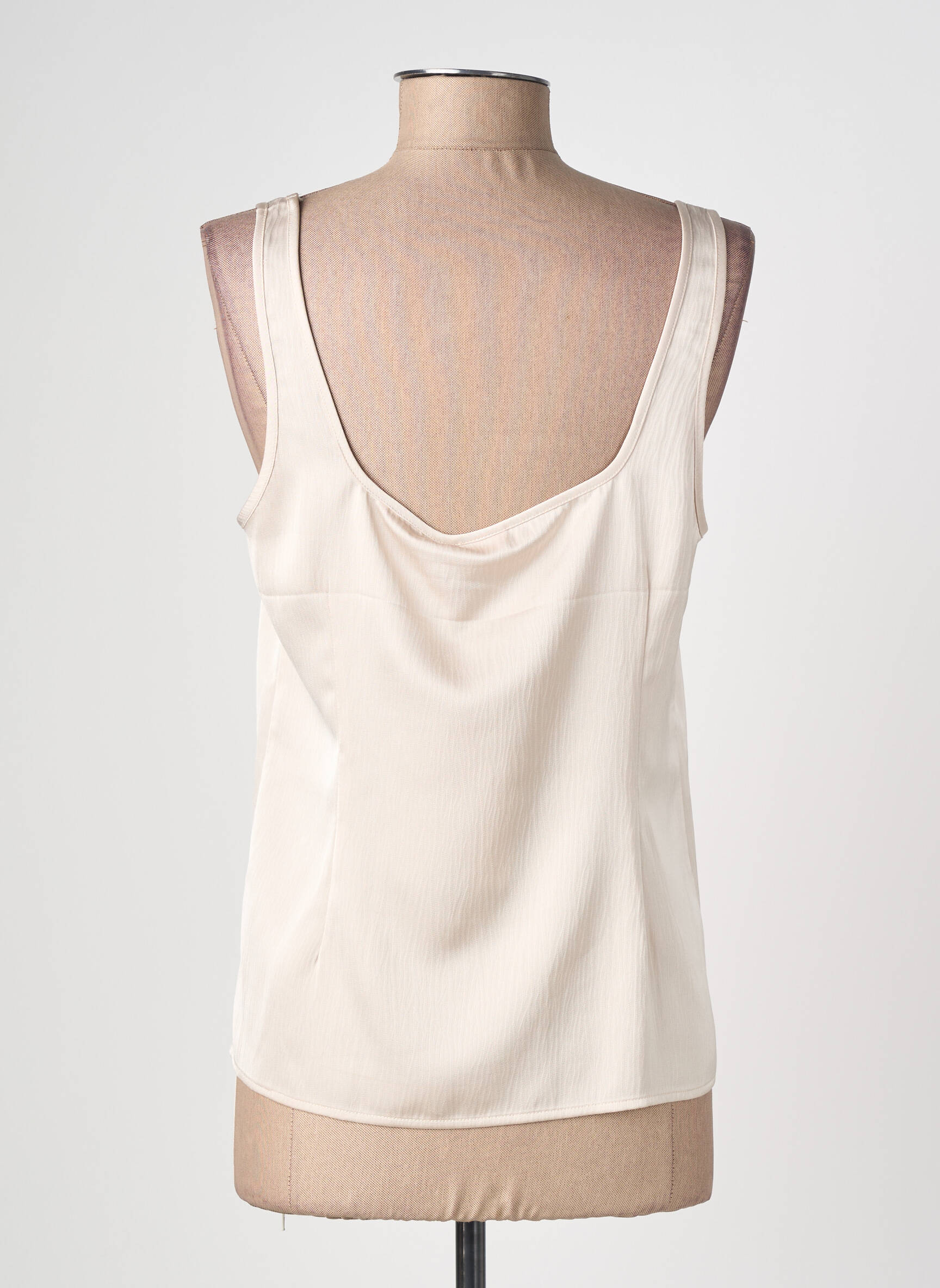 Top col carré fines bretelles beige NUMPH femme