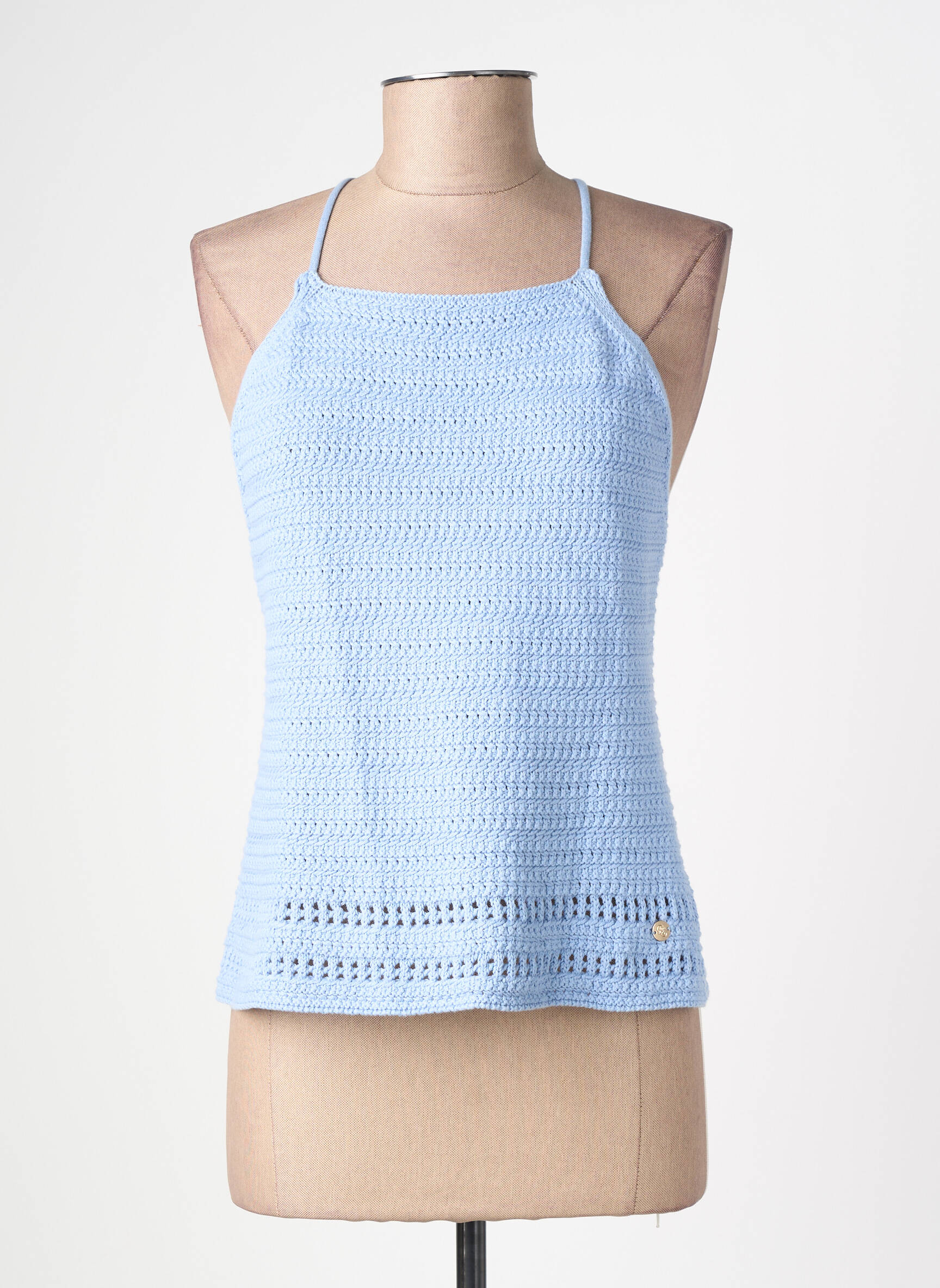 Top col carré fines bretelles bleu LA PETITE ETOILE femme
