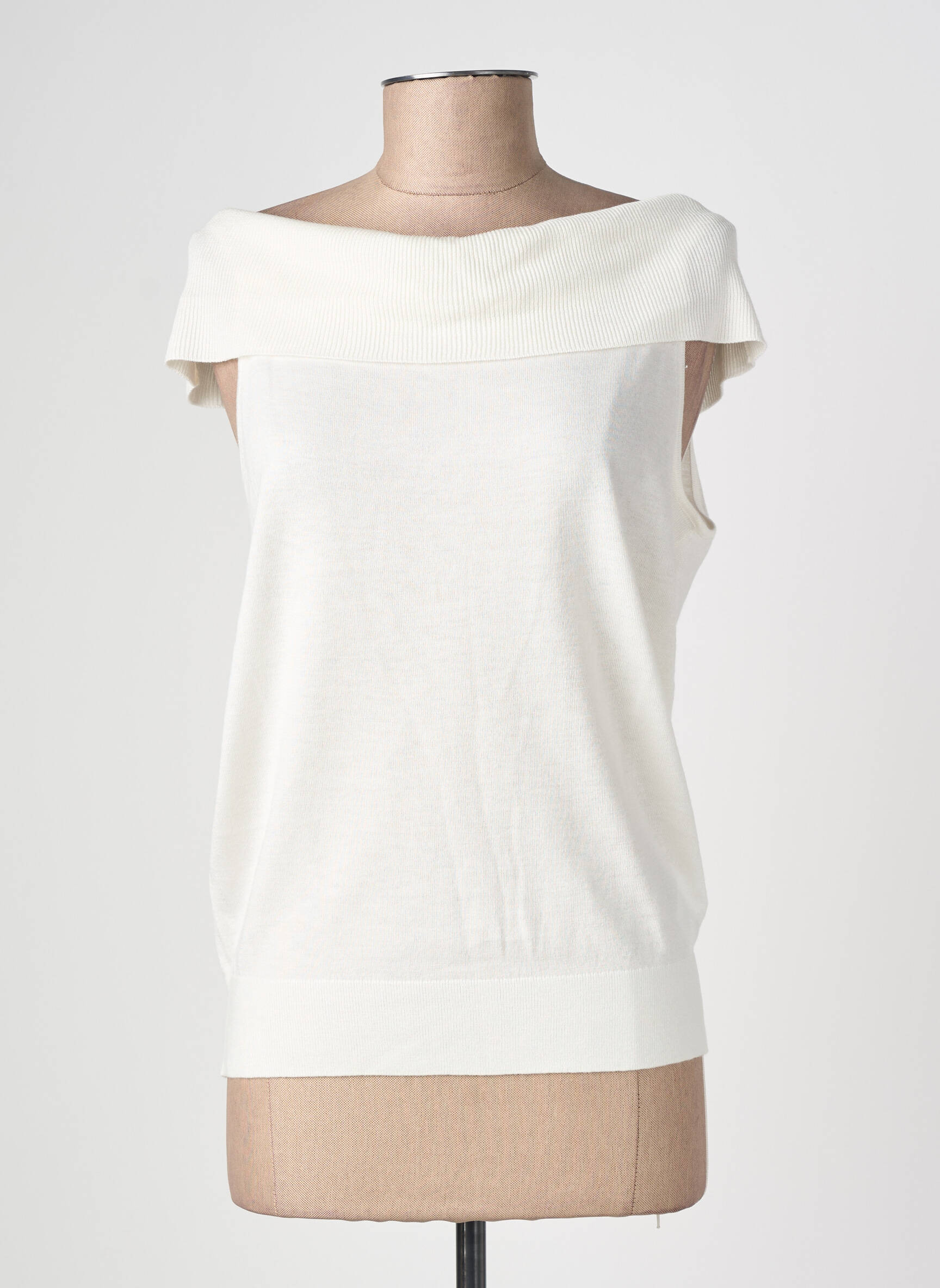 Top col carré manches courtes beige LA PETITE ETOILE femme