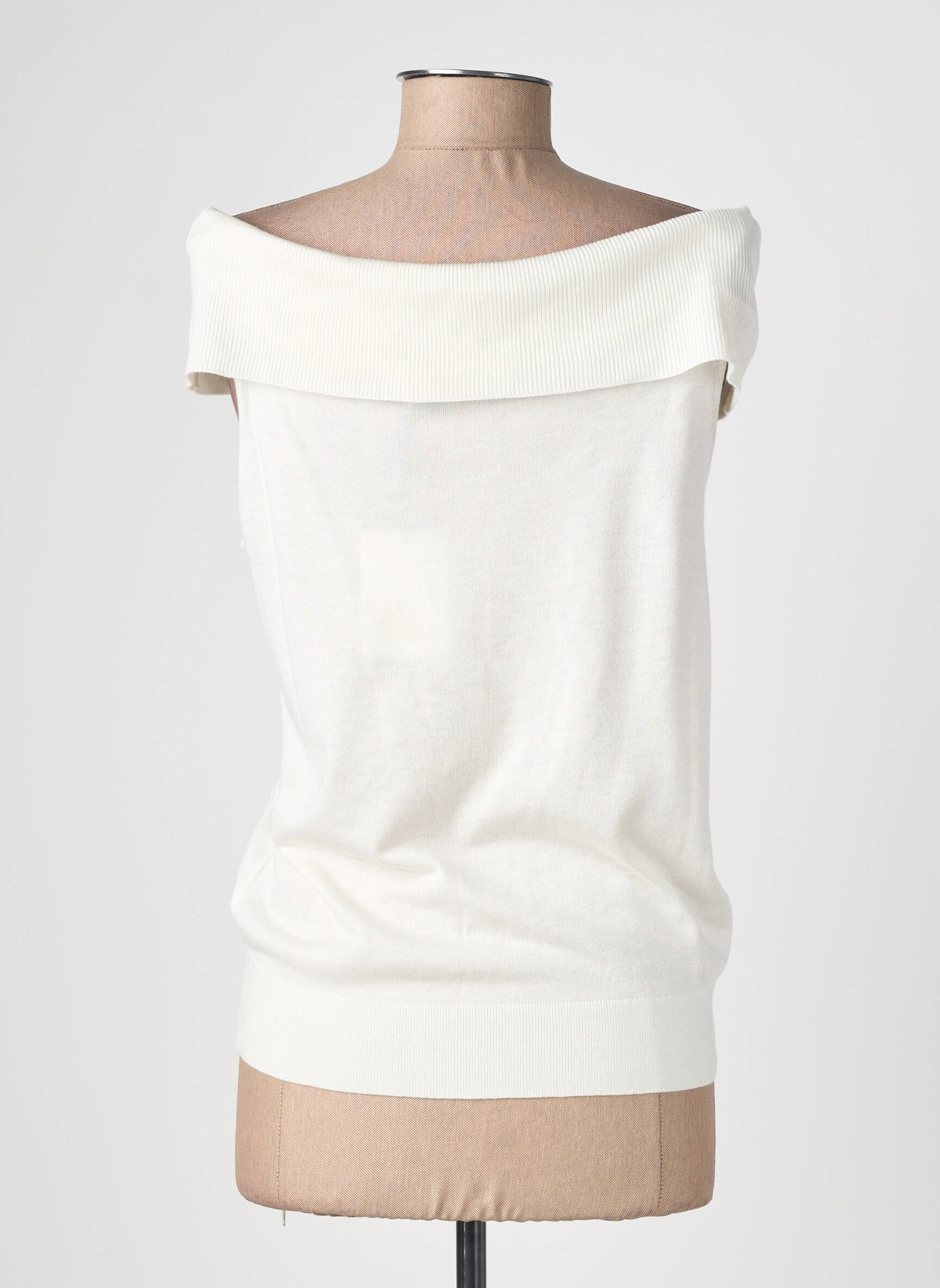 Top col carré manches courtes beige LA PETITE ETOILE femme