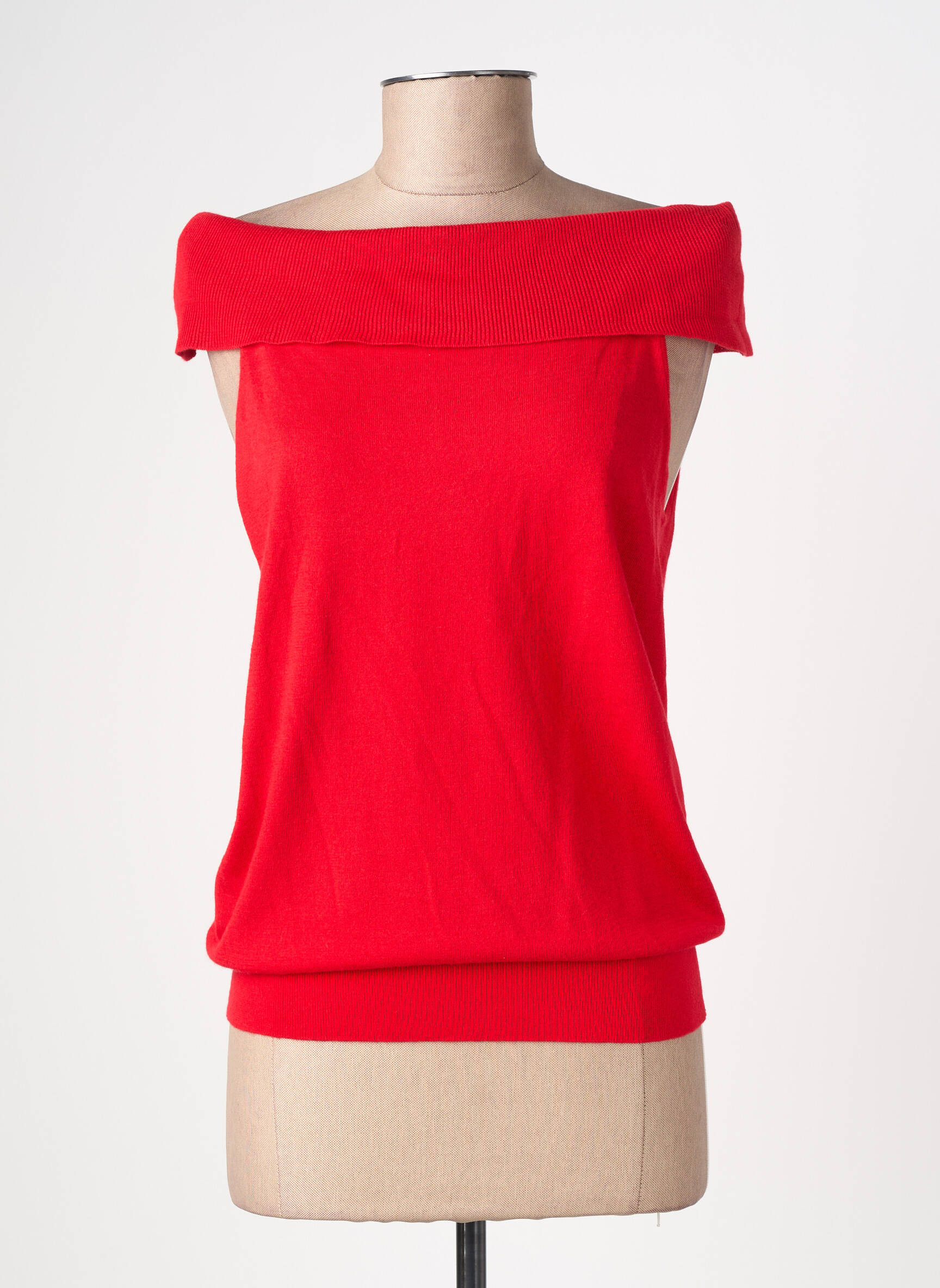 Top col carré manches courtes rouge LA PETITE ETOILE femme
