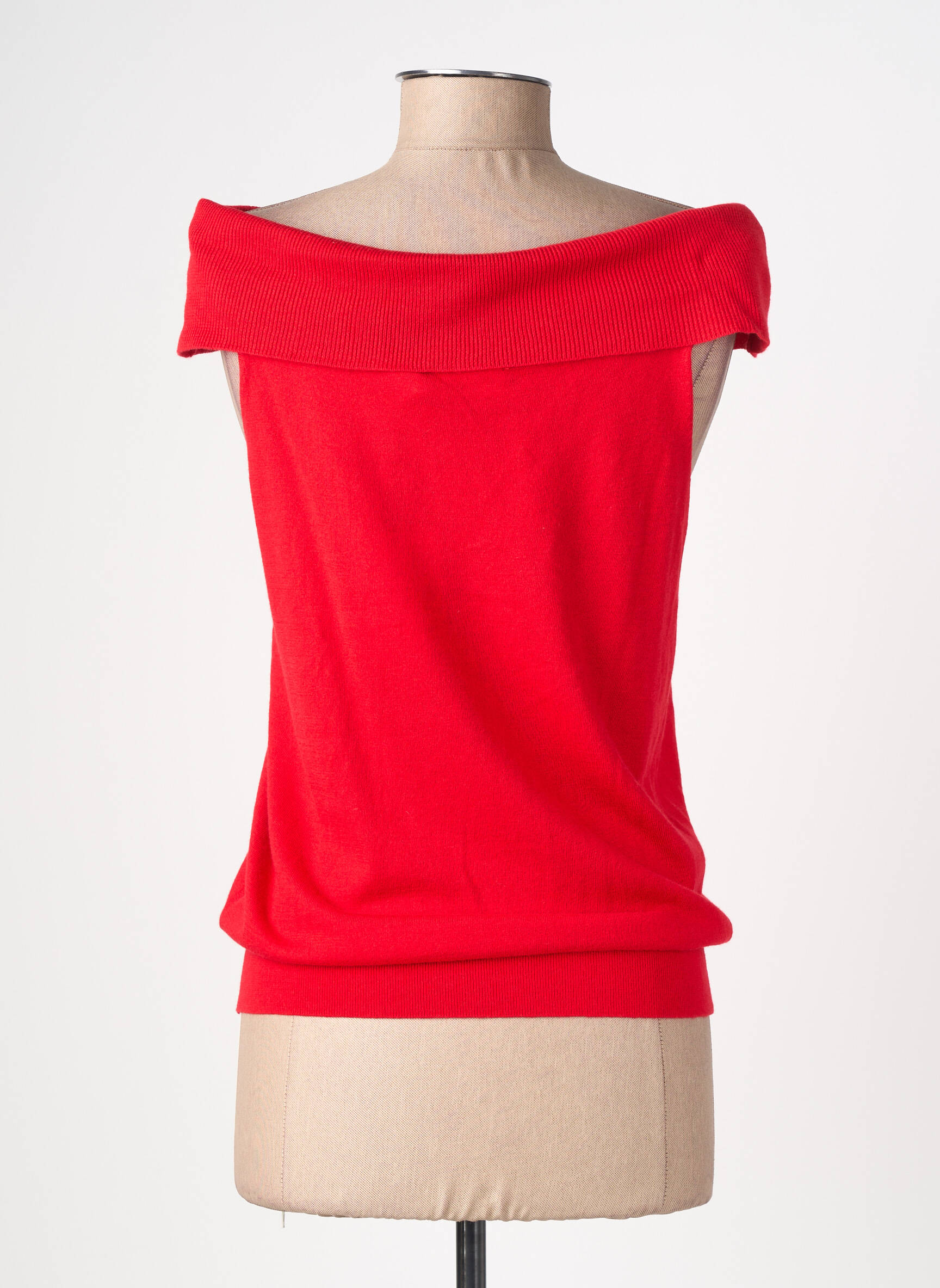 Top col carré manches courtes rouge LA PETITE ETOILE femme