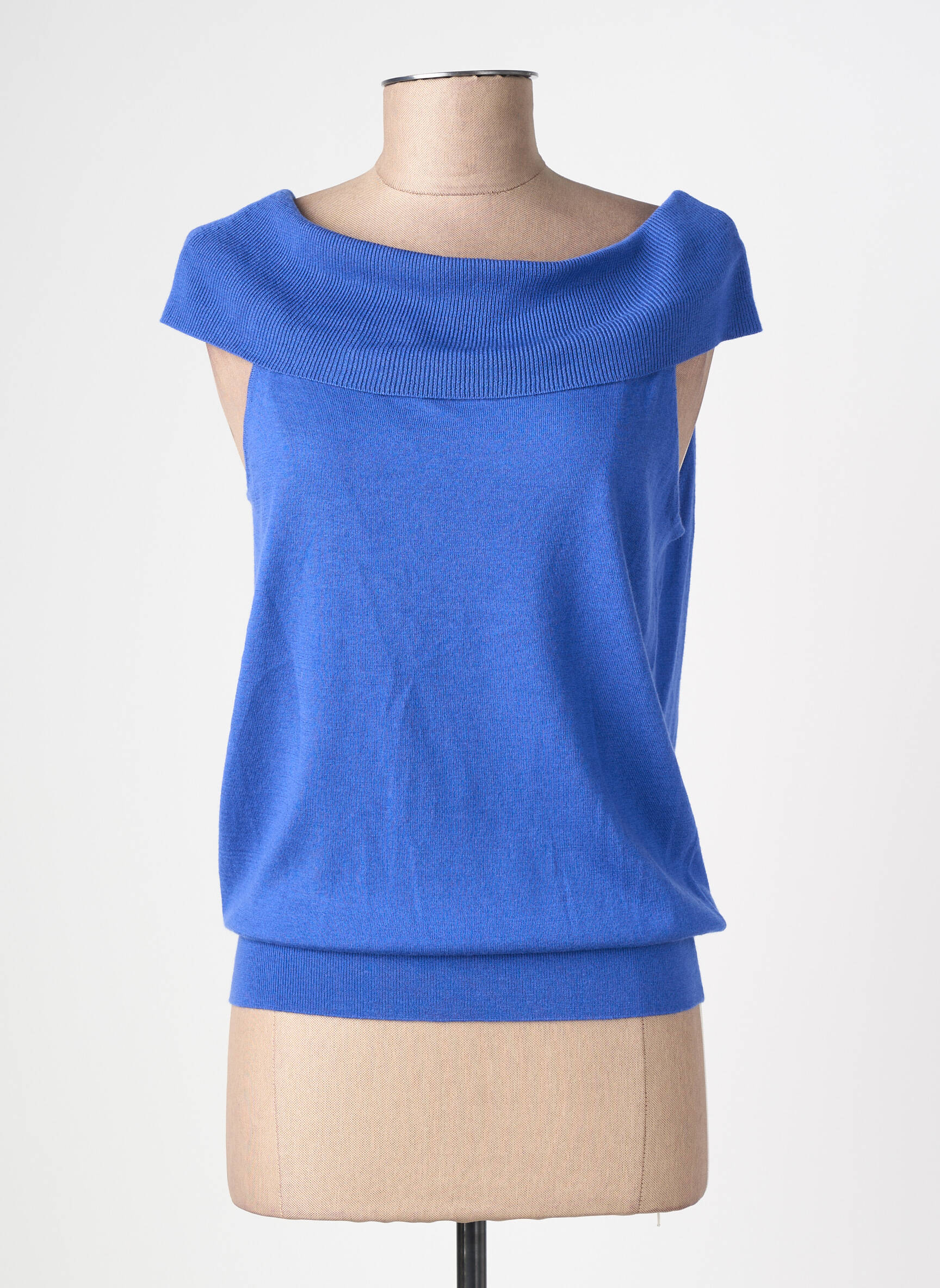 Top col carré manches courtes bleu LA PETITE ETOILE femme