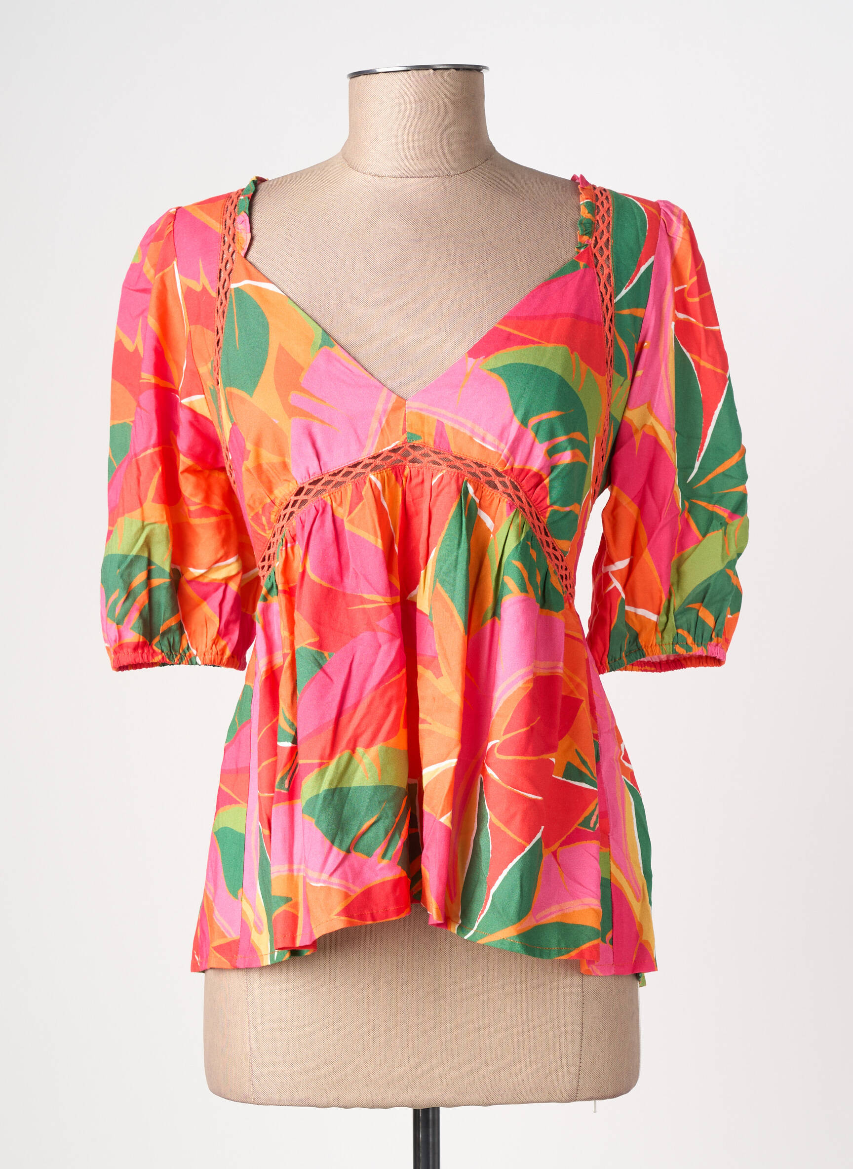 Blouse tissage popeline manches courtes orange LA PETITE ETOILE femme